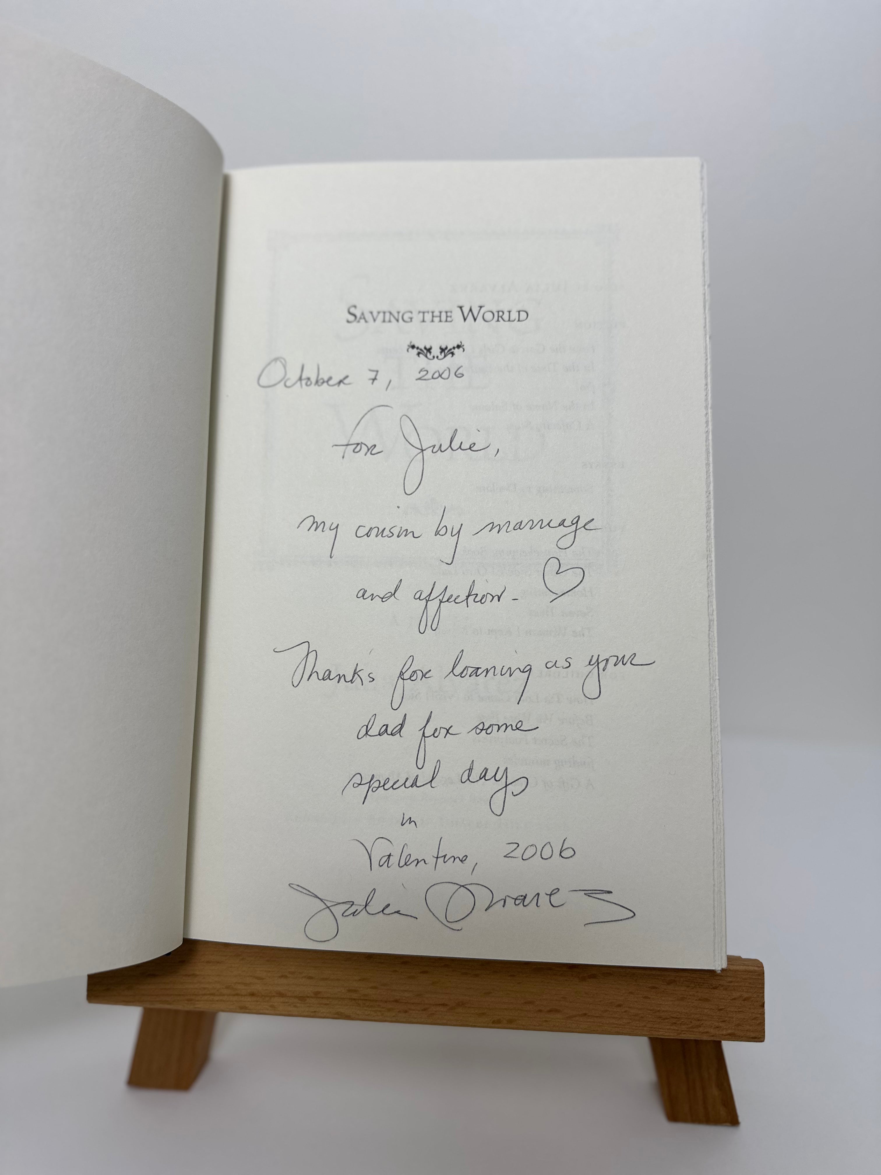Saving the World SIGNED by Julia Alvarez