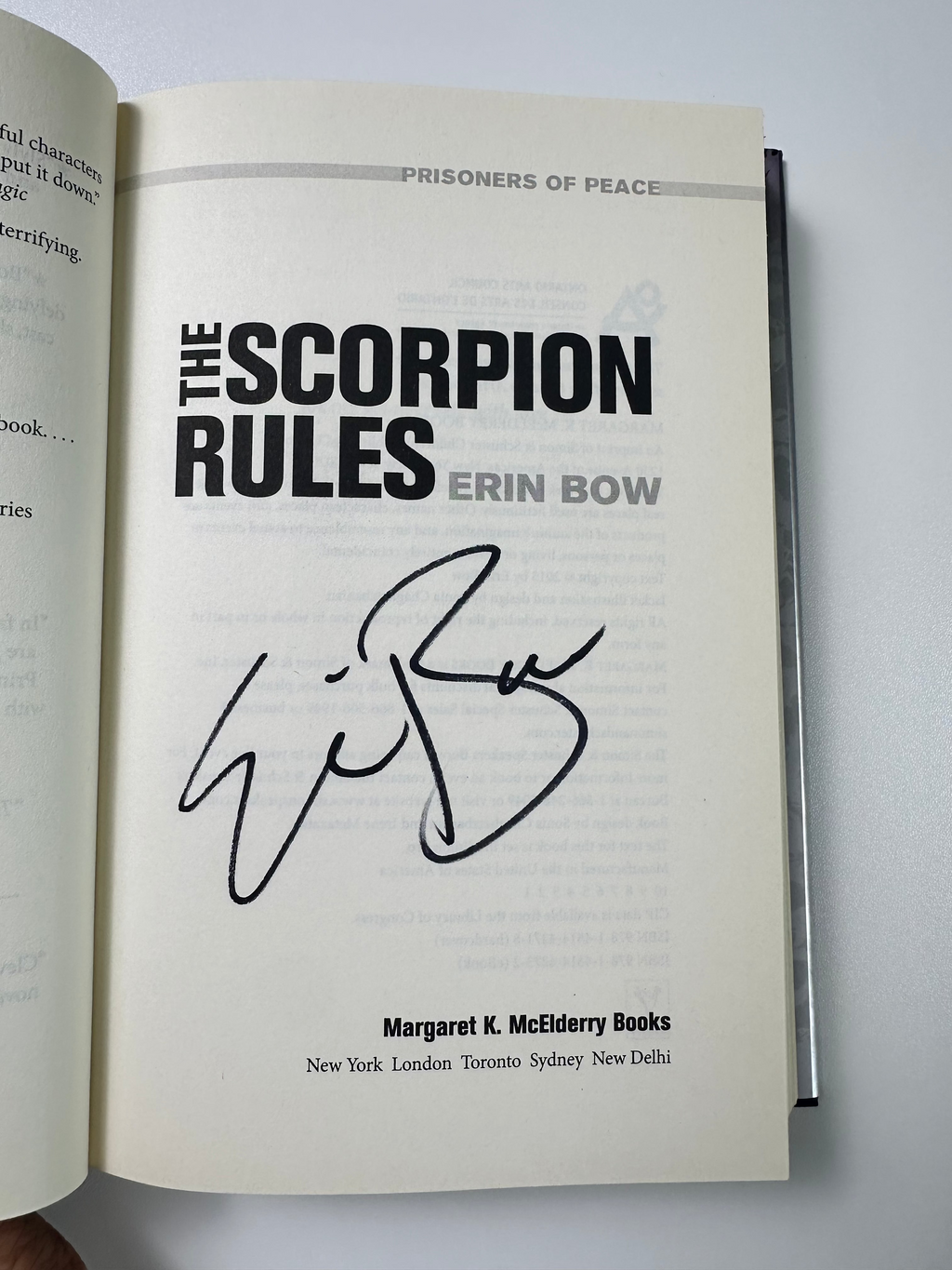 The Scorpion Rules (Prisoners of Peace) SIGNED by Erin Bow