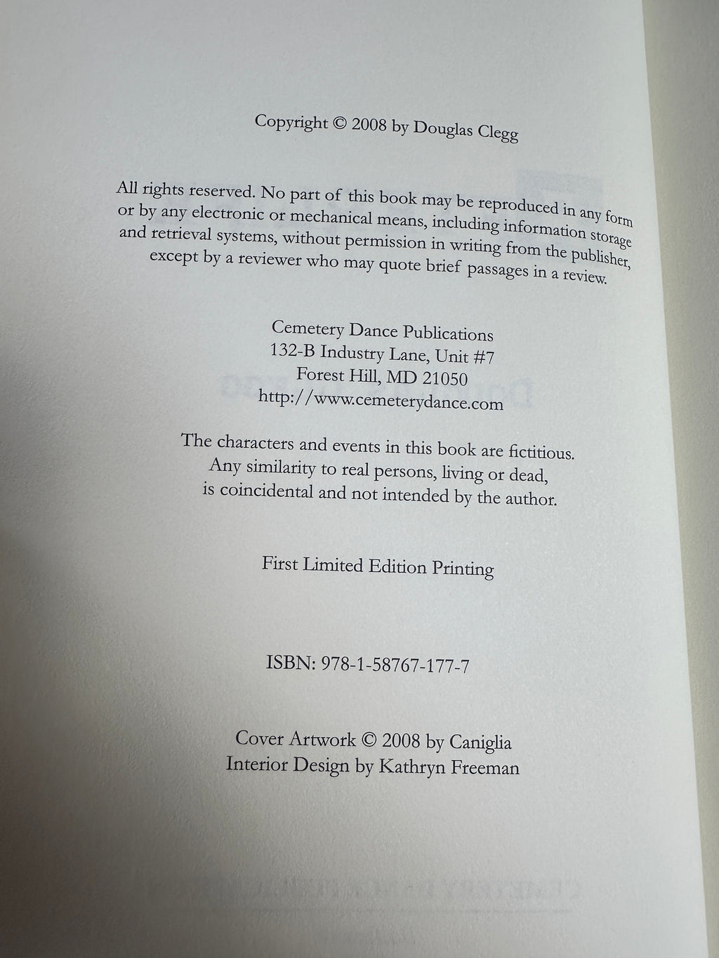 Afterlife SIGNED Limited Edition by Douglas Clegg