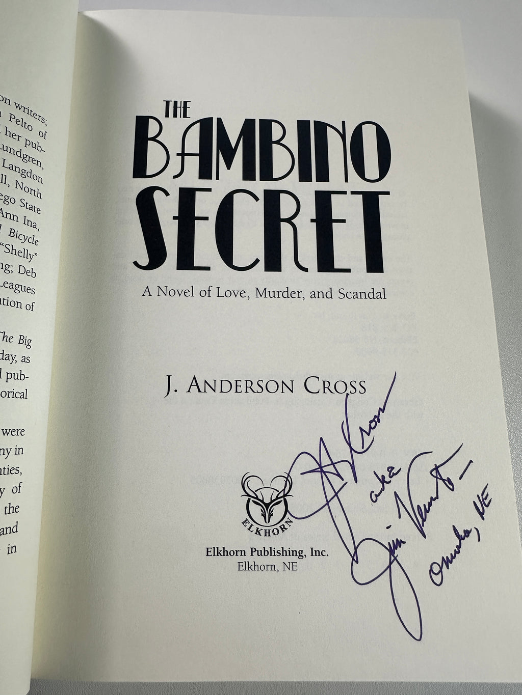 The Bambino Secret SIGNED by J. Anderson Cross