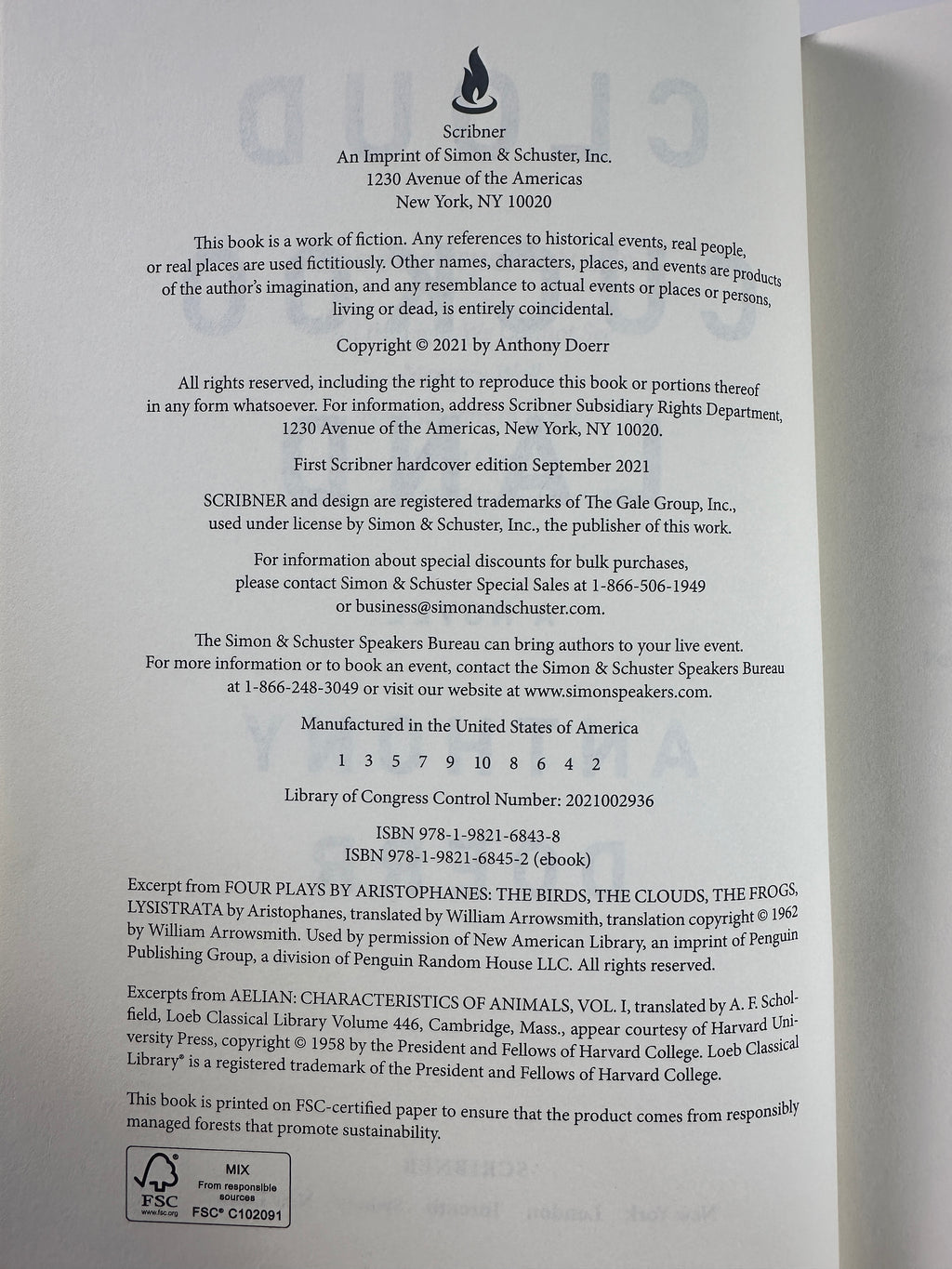 Cloud Cuckoo Land SIGNED by Anthony Doerr