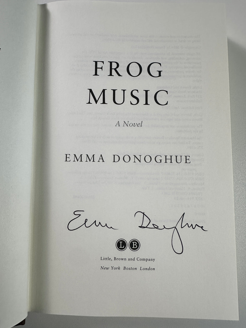 Frog Music SIGNED by Emma Donoghue