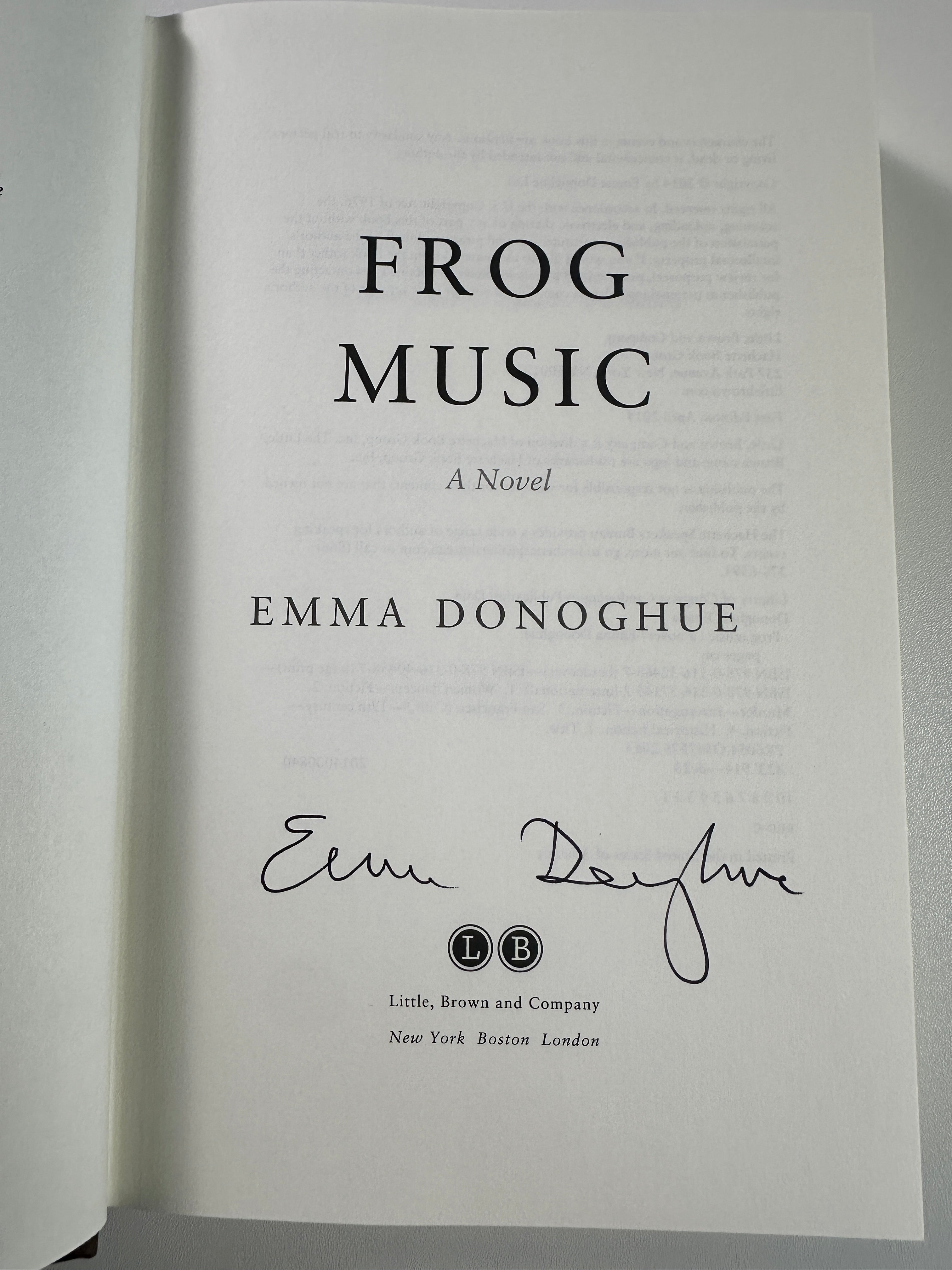 Frog Music SIGNED by Emma Donoghue