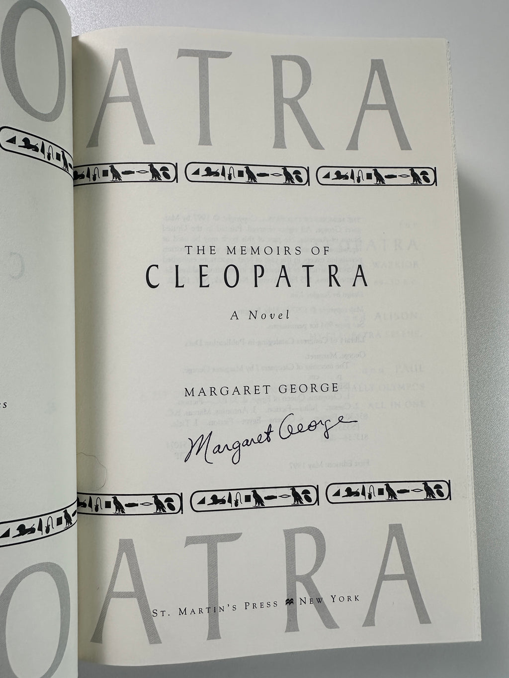 The Memoirs of Cleopatra: A Novel SIGNED by Margaret George