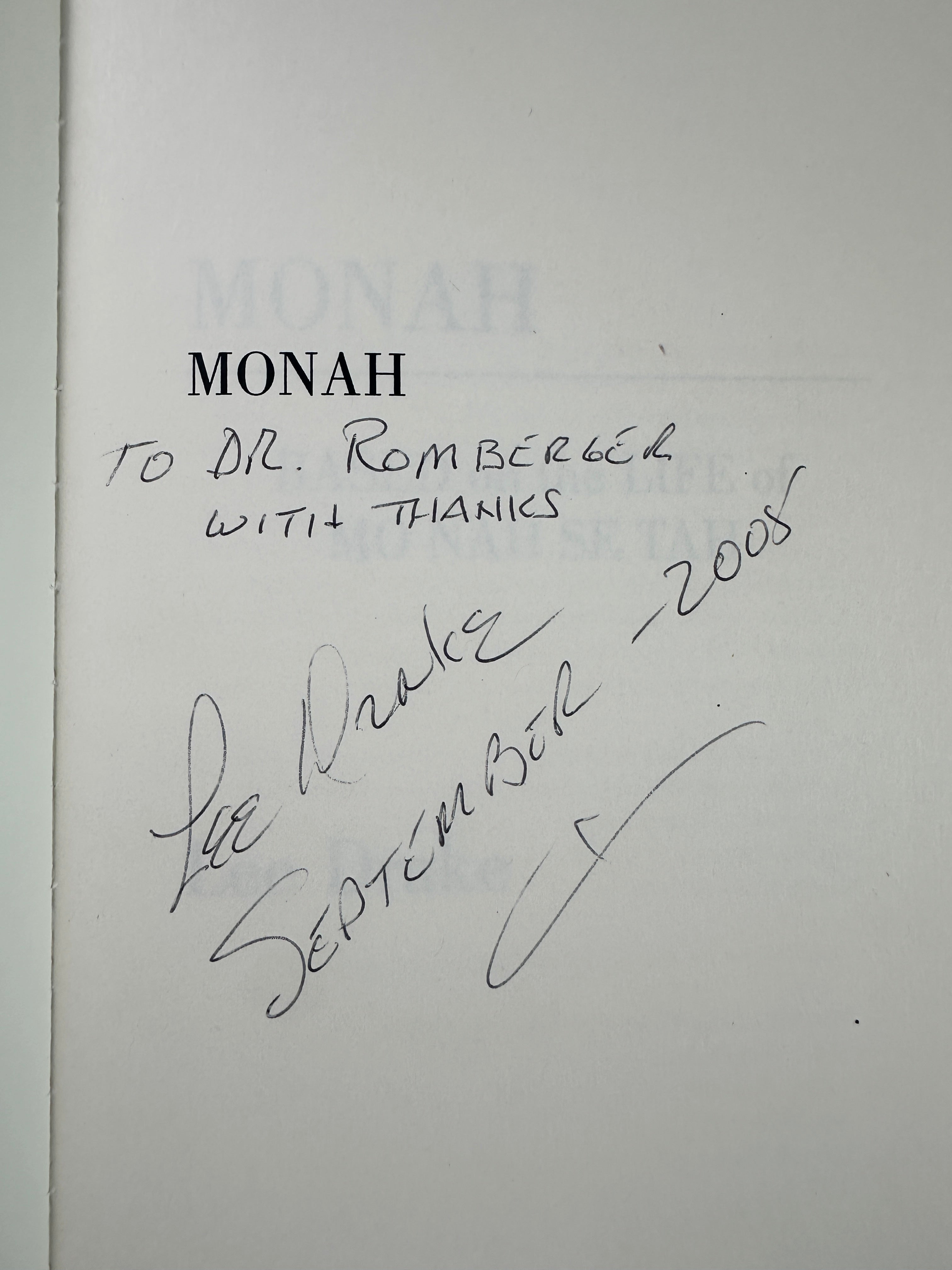 Monah by Lee Drake - SIGNED Association Copy w/ Original Signed Letter (2005)