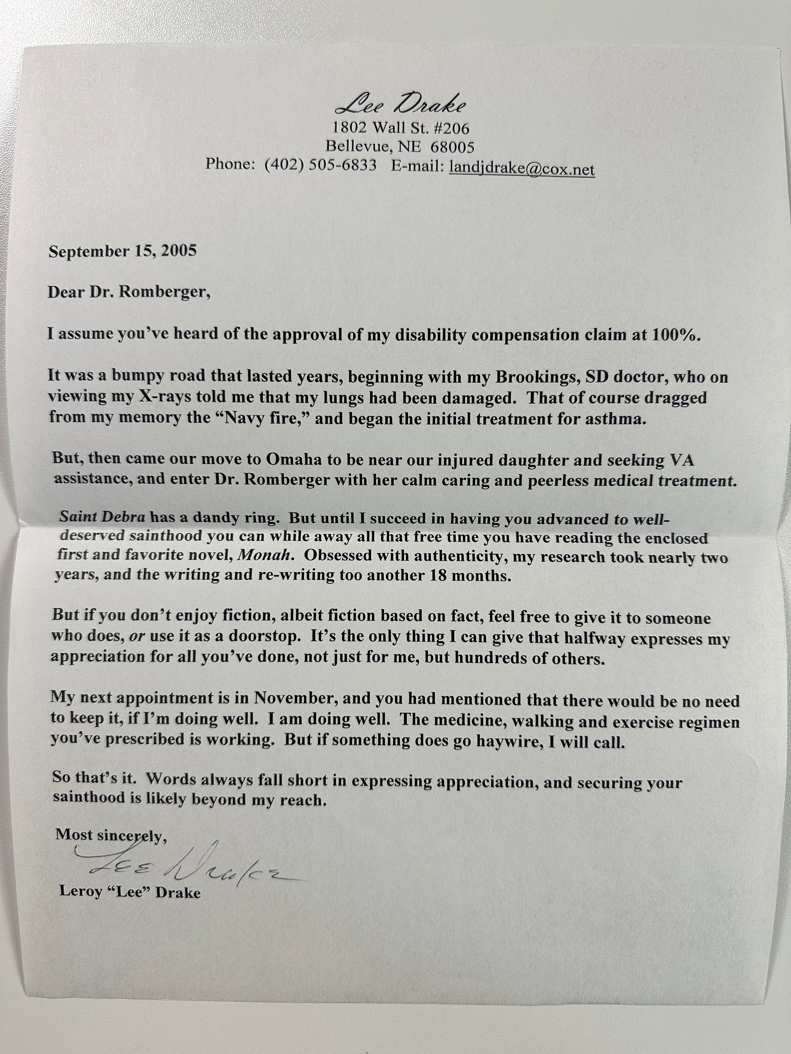 Monah by Lee Drake - SIGNED Association Copy w/ Original Signed Letter (2005)