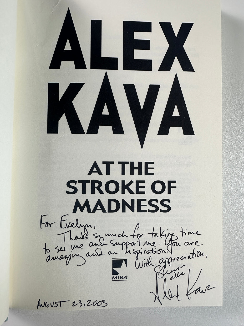 At The Stroke Of Madness (A Maggie O'Dell Novel) SIGNED by Alex Kava