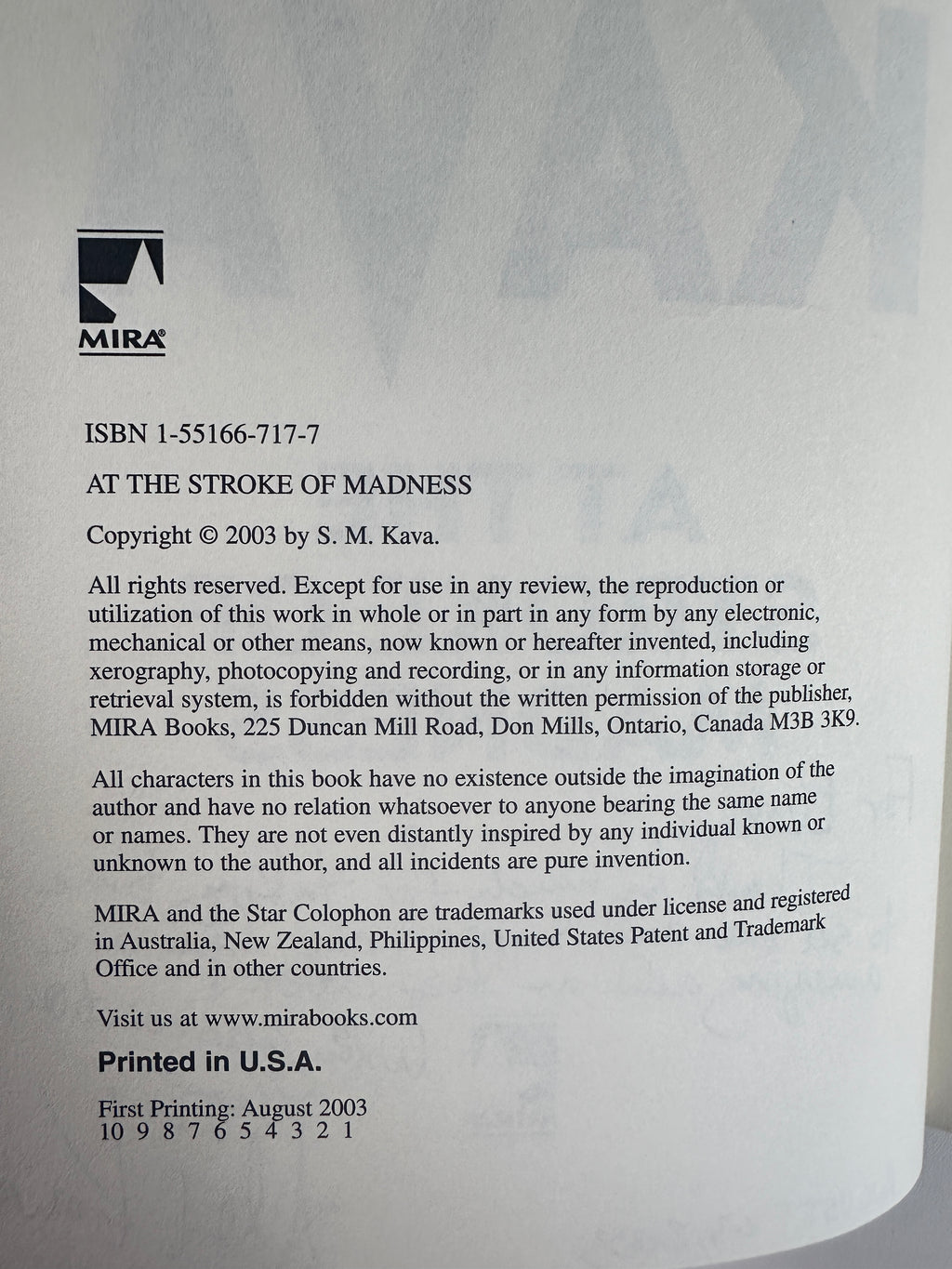 At The Stroke Of Madness (A Maggie O'Dell Novel) SIGNED by Alex Kava