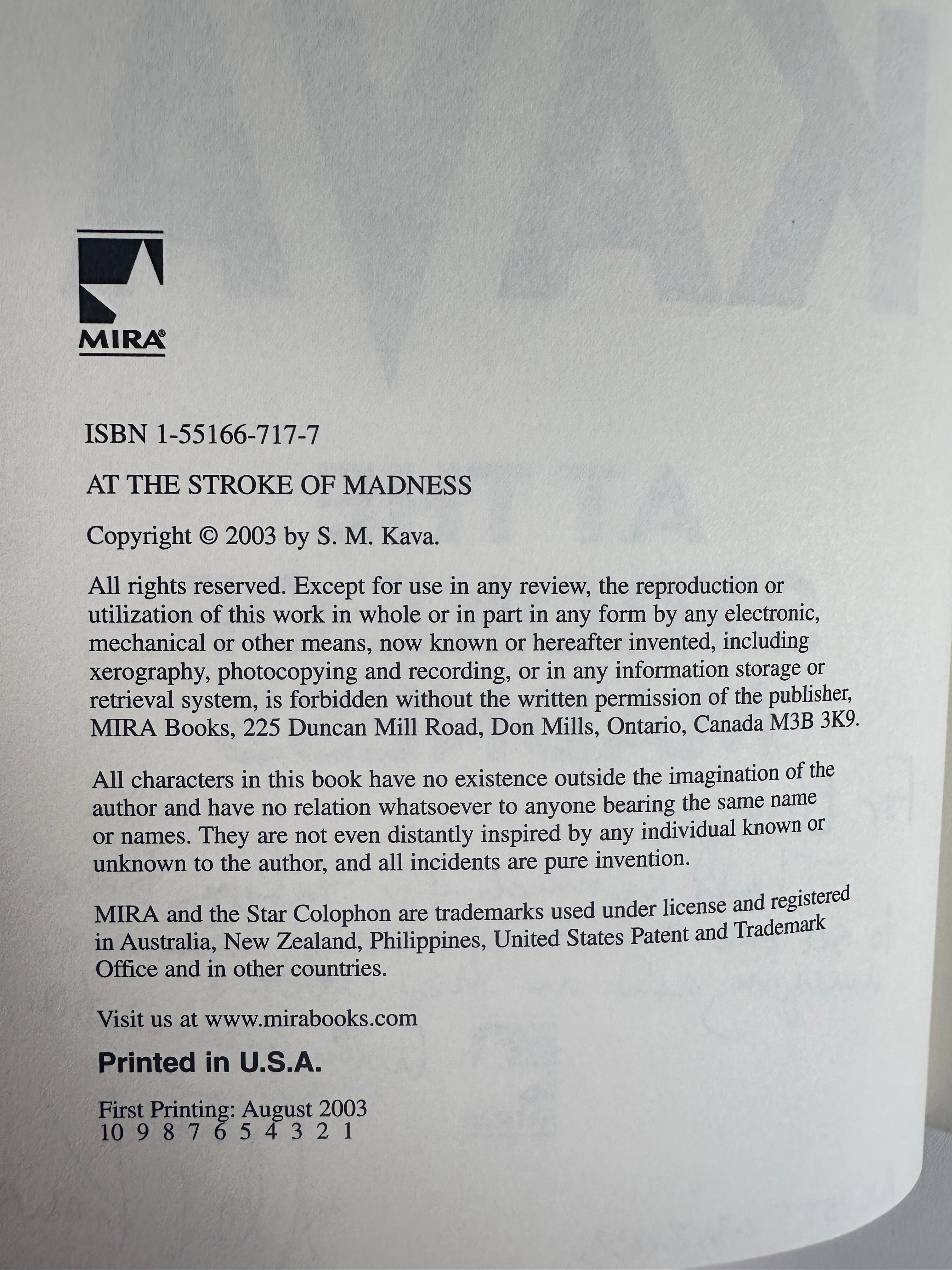 At The Stroke Of Madness (A Maggie O'Dell Novel) SIGNED by Alex Kava