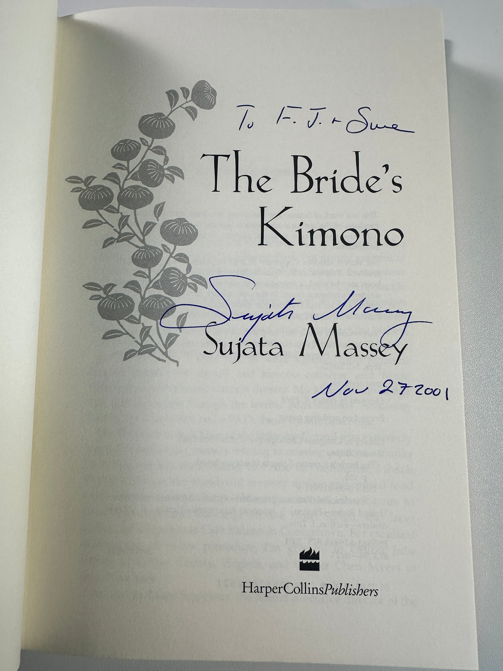 The Bride's Kimono SIGNED by Sujata Massey