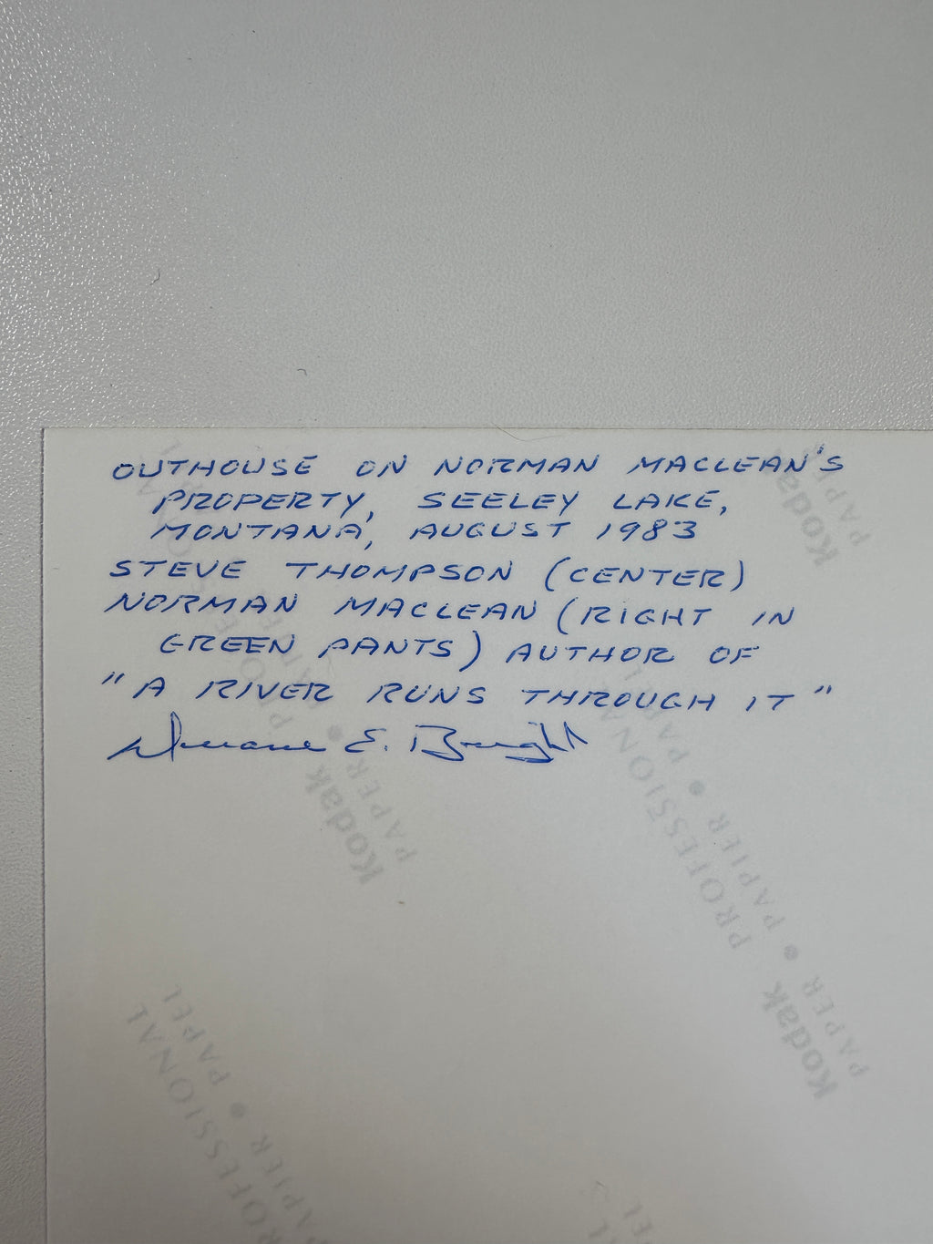 A River Runs Through It SIGNED by Norman Maclean + Original 1983 Montana Photograph & Ephemera
