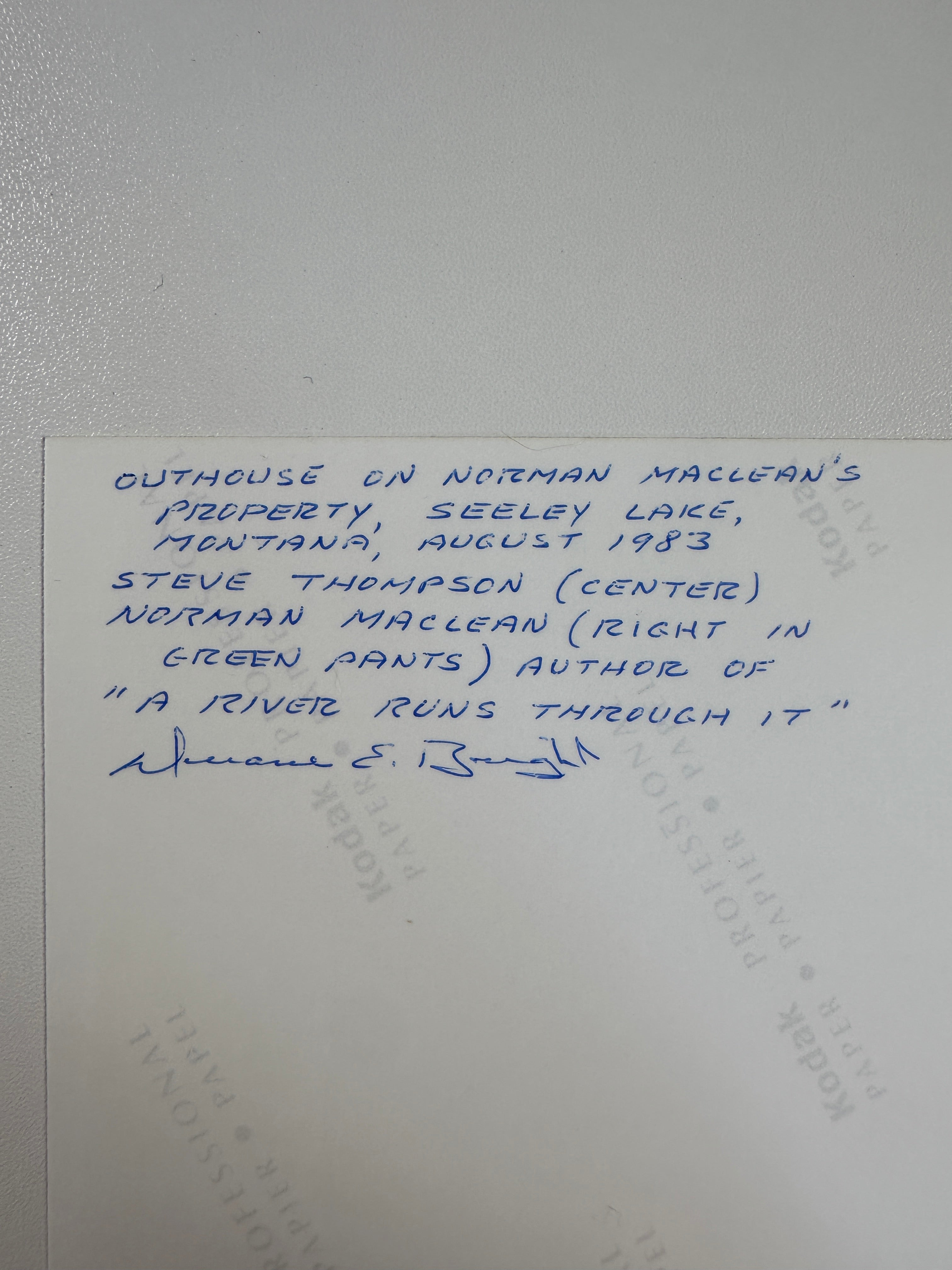 A River Runs Through It SIGNED by Norman Maclean + Original 1983 Montana Photograph & Ephemera
