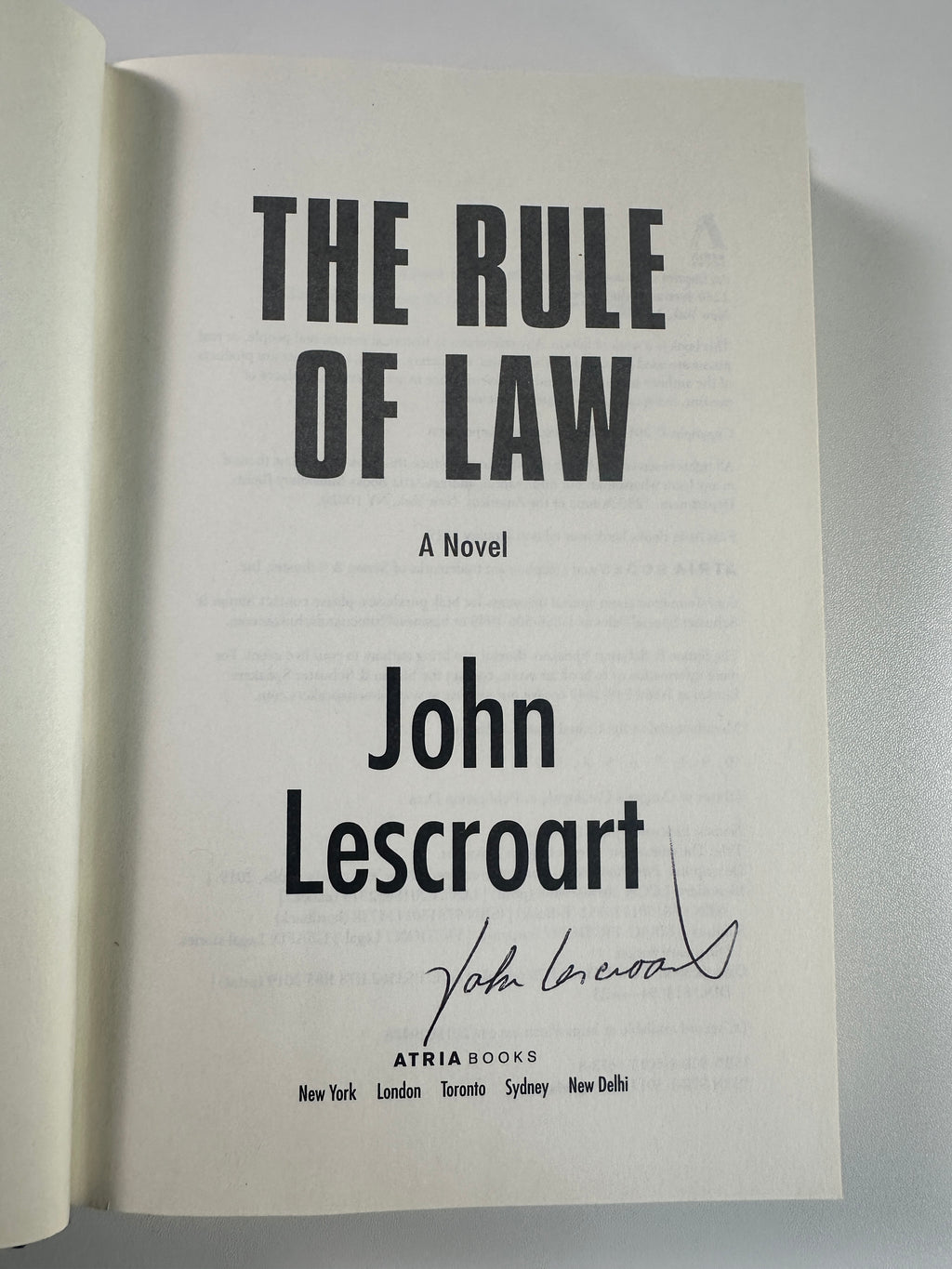The Rule of Law (A Dismas Hardy Novel) SIGNED by John Lescroart