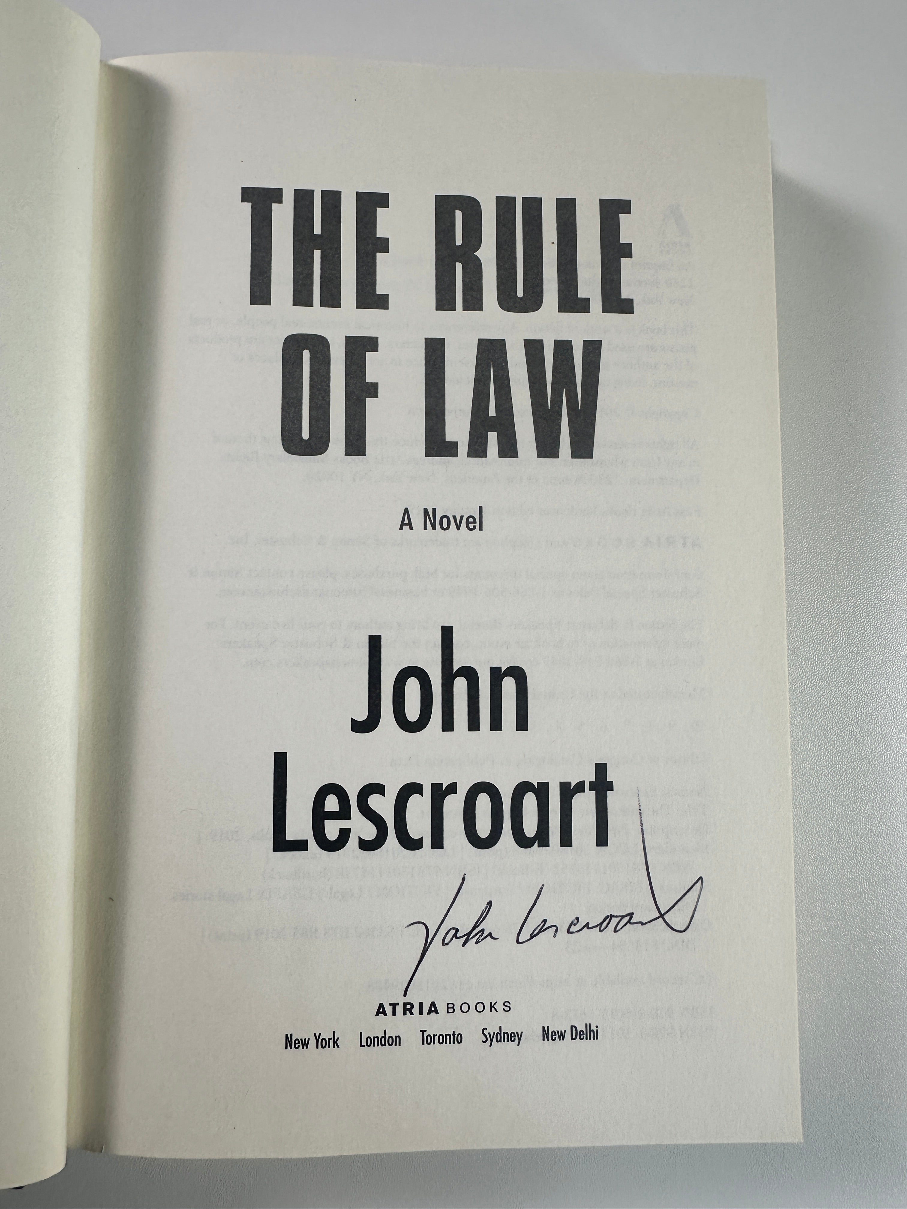 The Rule of Law (A Dismas Hardy Novel) SIGNED by John Lescroart