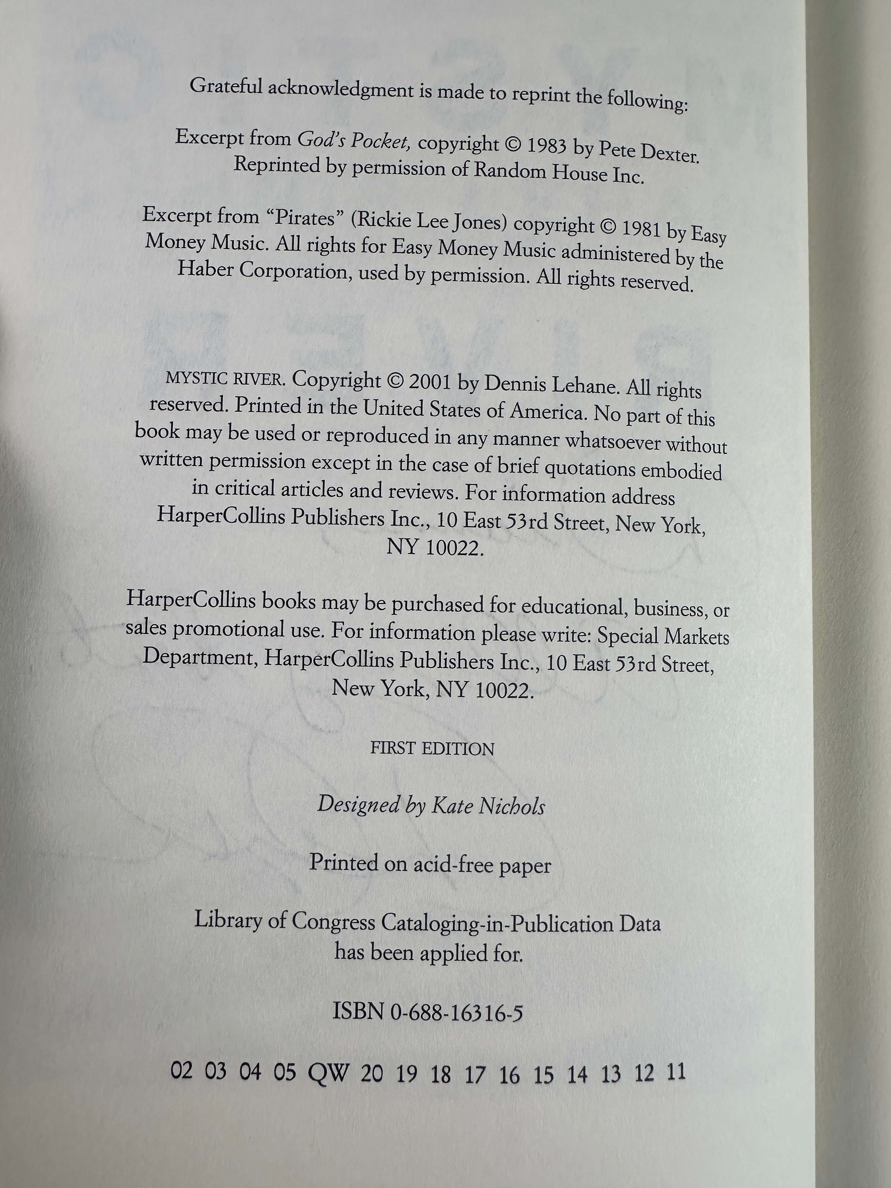 Mystic River SIGNED by Dennis Lehane