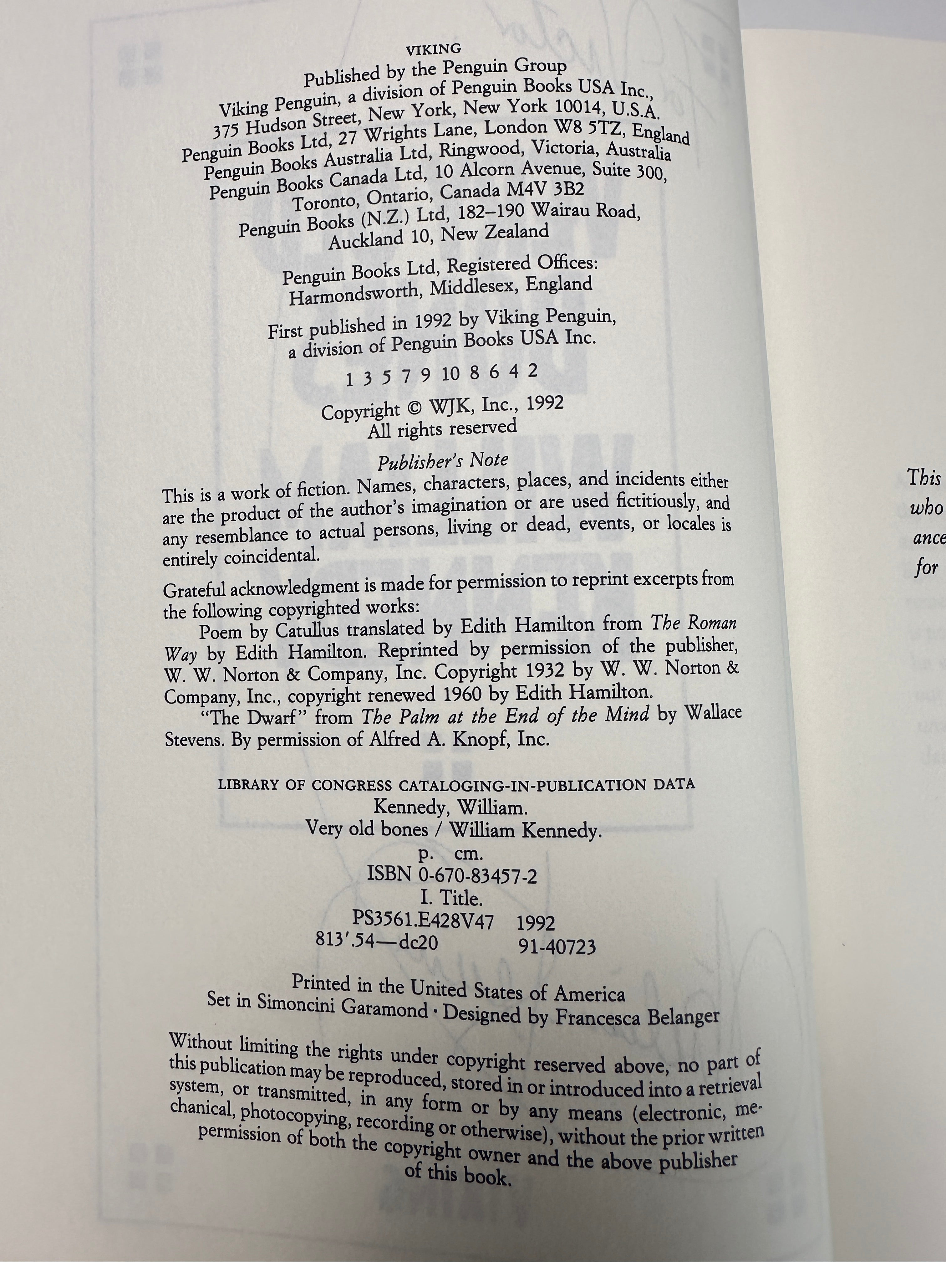 Very Old Bones: A Novel SIGNED by William Kennedy