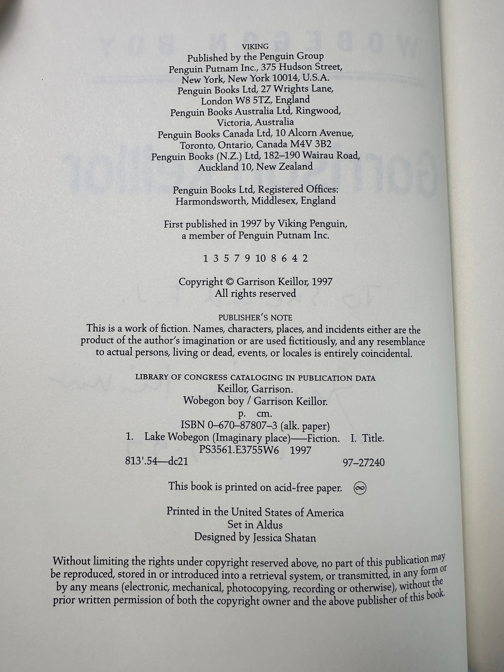 Wobegon Boy: A Novel SIGNED by Garrison Keillor