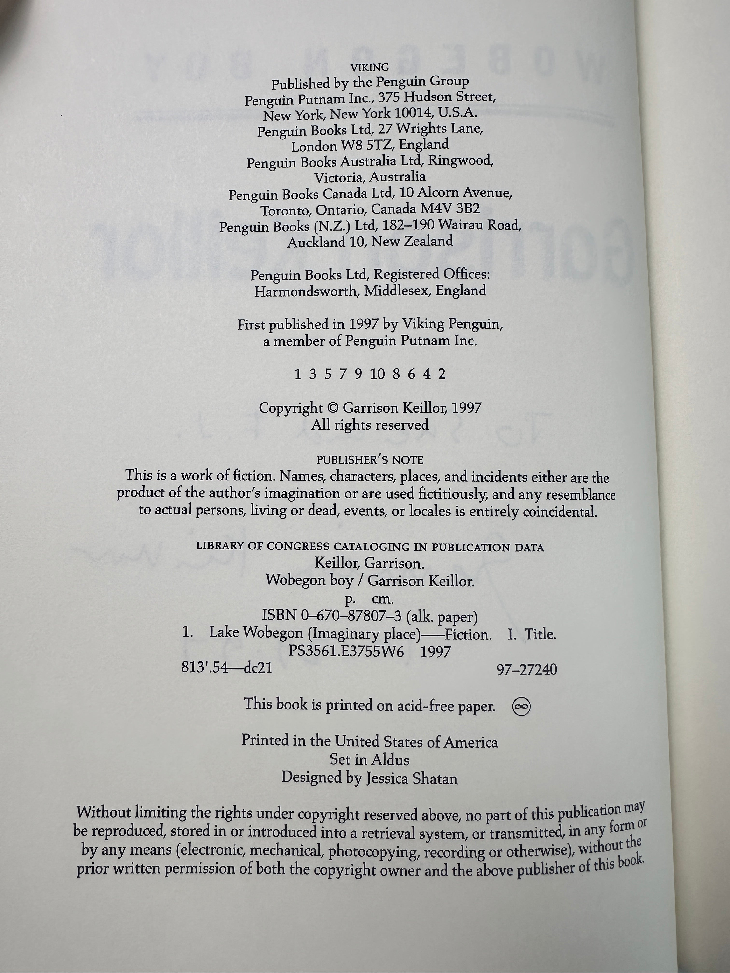 Wobegon Boy: A Novel SIGNED by Garrison Keillor