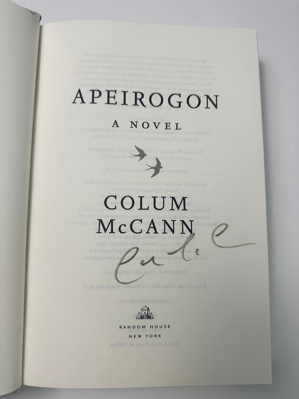 Apeirogon: A Novel SIGNED by Colum McCann