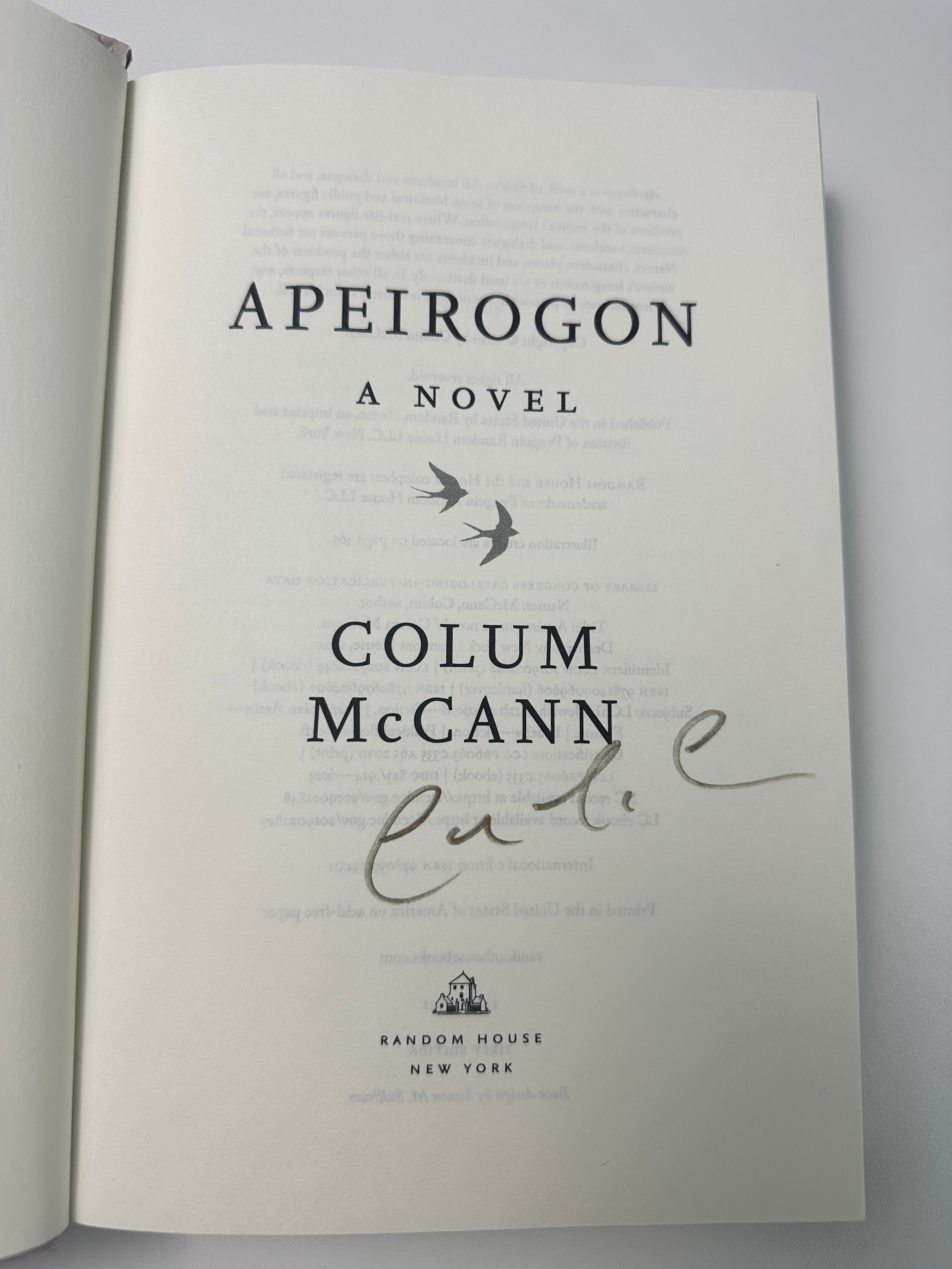 Apeirogon: A Novel SIGNED by Colum McCann