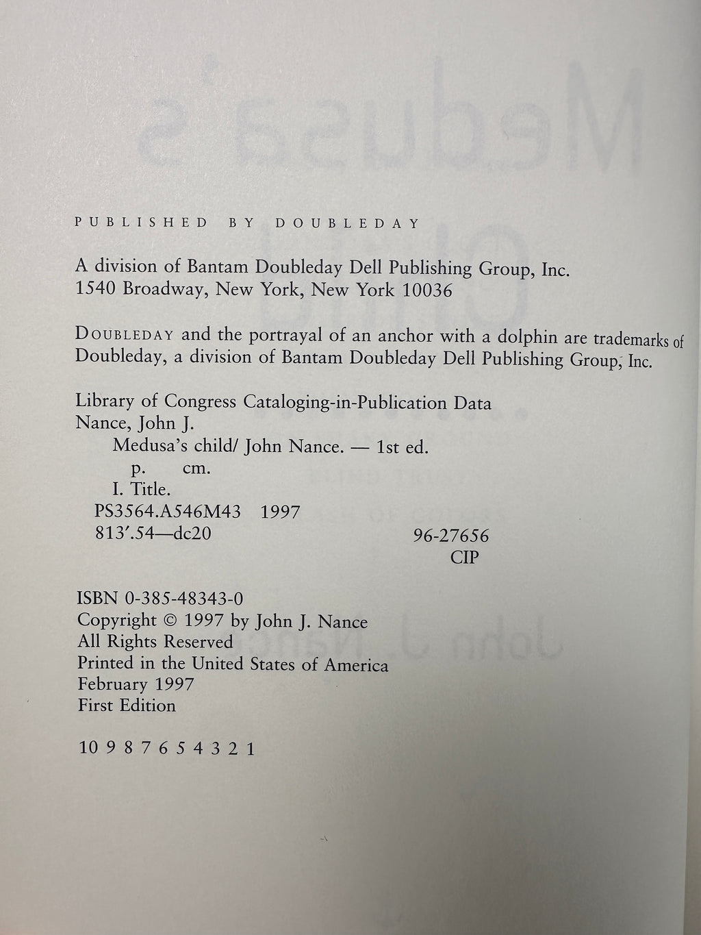 Medusa's Child SIGNED by John J. Nance
