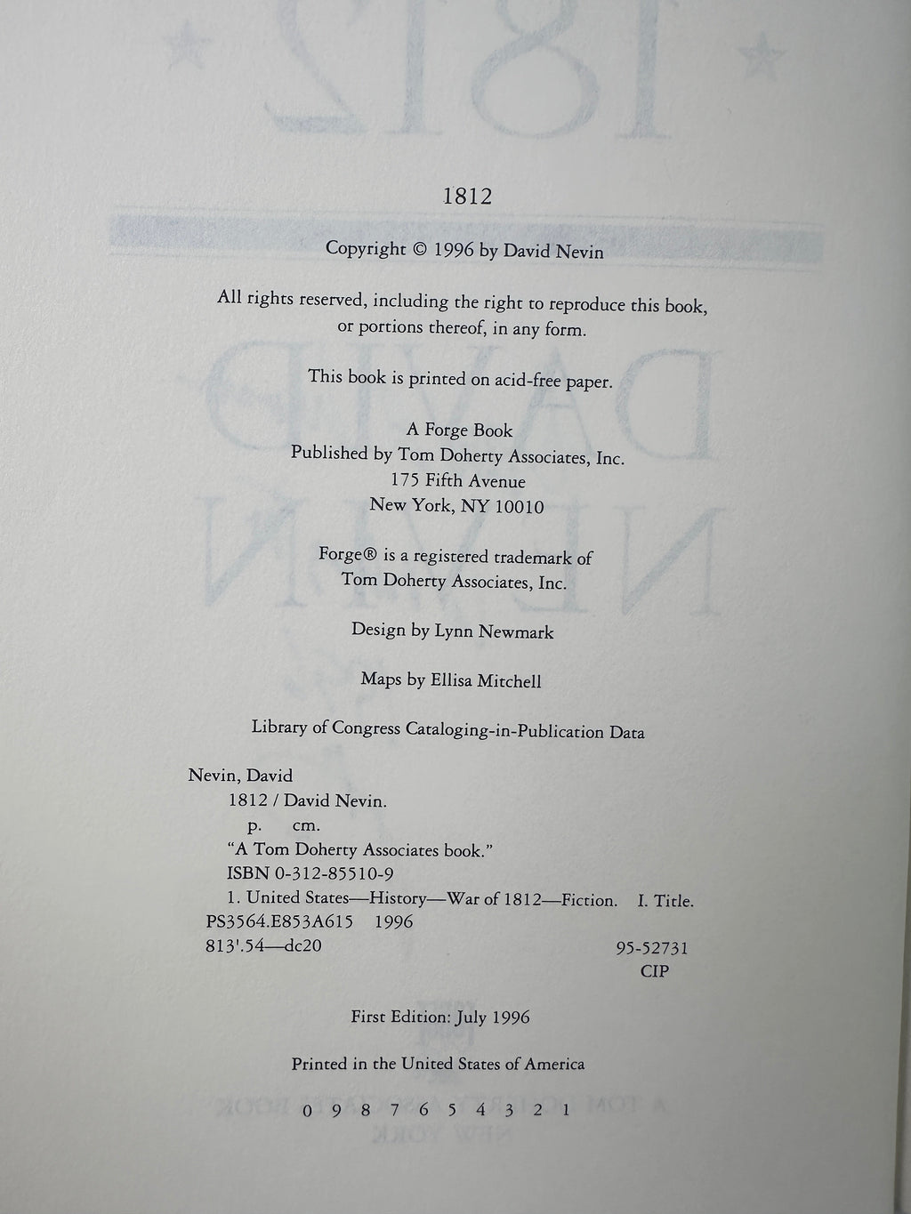 1812: A Novel SIGNED by David Nevin