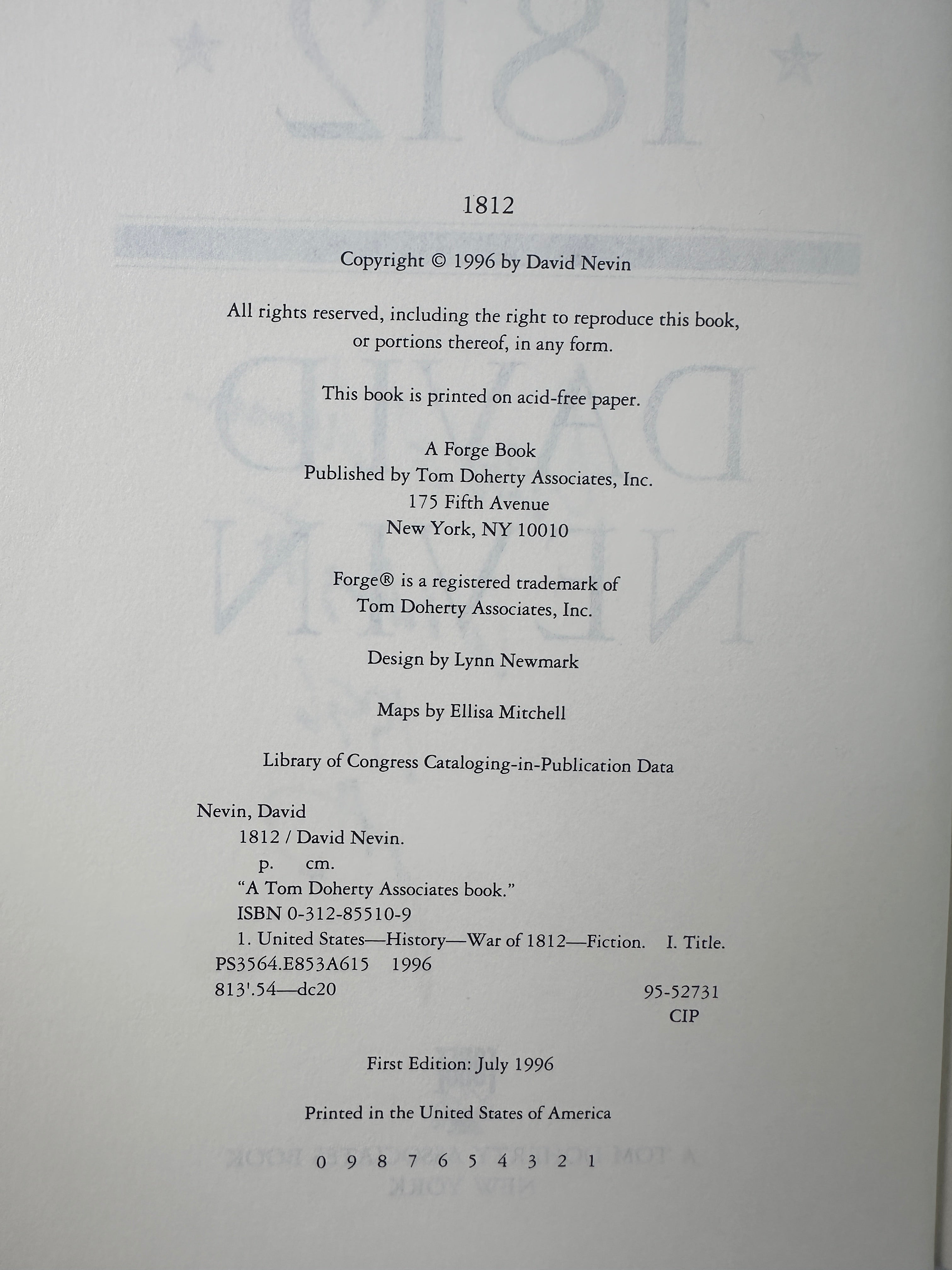 1812: A Novel SIGNED by David Nevin