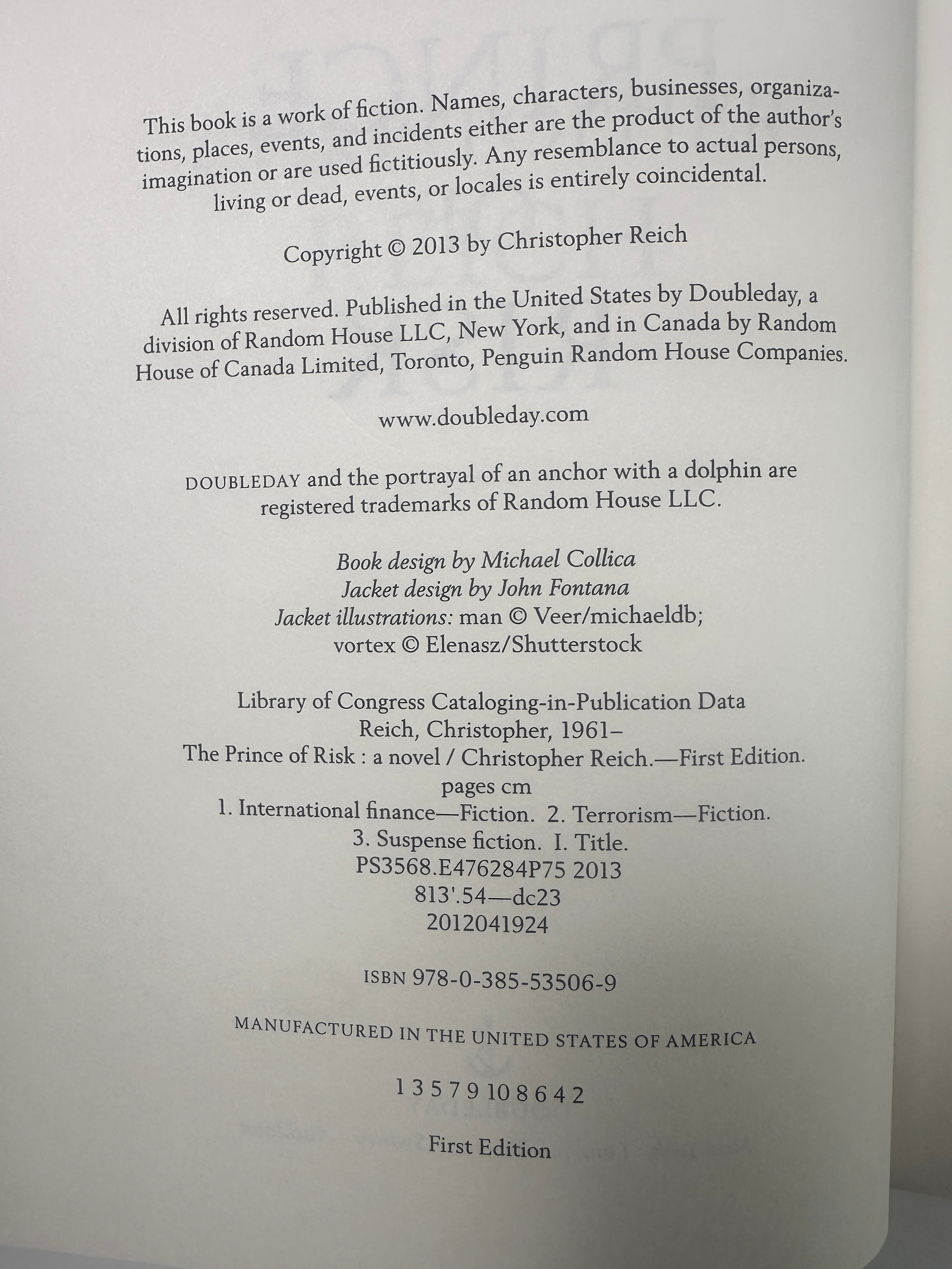 The Prince of Risk: A Novel SIGNED by Christopher Reich