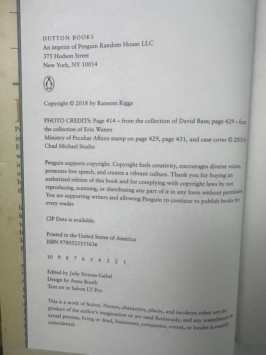 A Map of Days (Miss Peregrine's Peculiar Children) SIGNED by Ransom Riggs