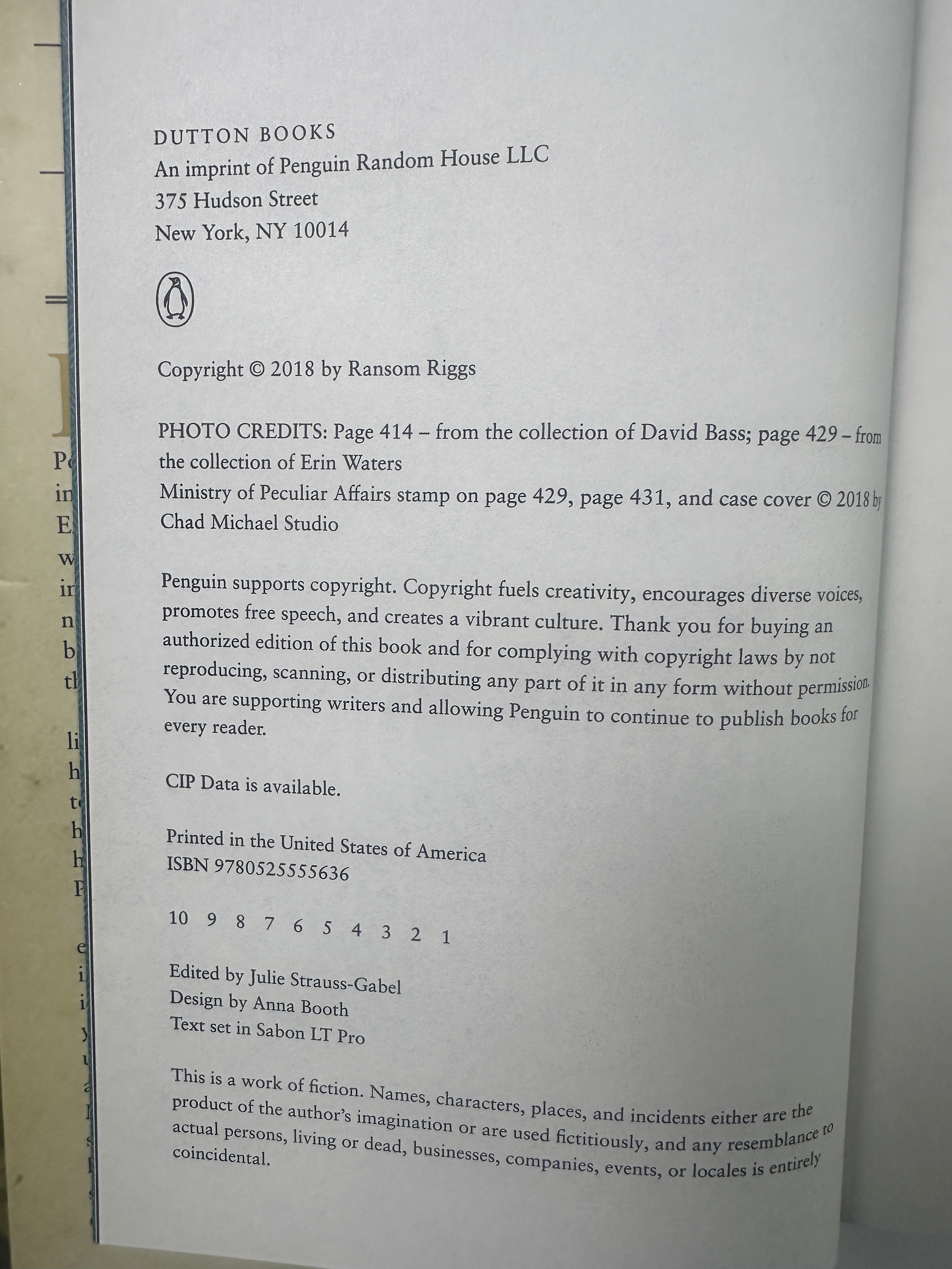 A Map of Days (Miss Peregrine's Peculiar Children) SIGNED by Ransom Riggs