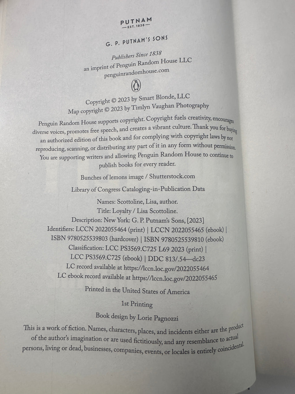 Loyalty: A Novel SIGNED by Lisa Scottoline