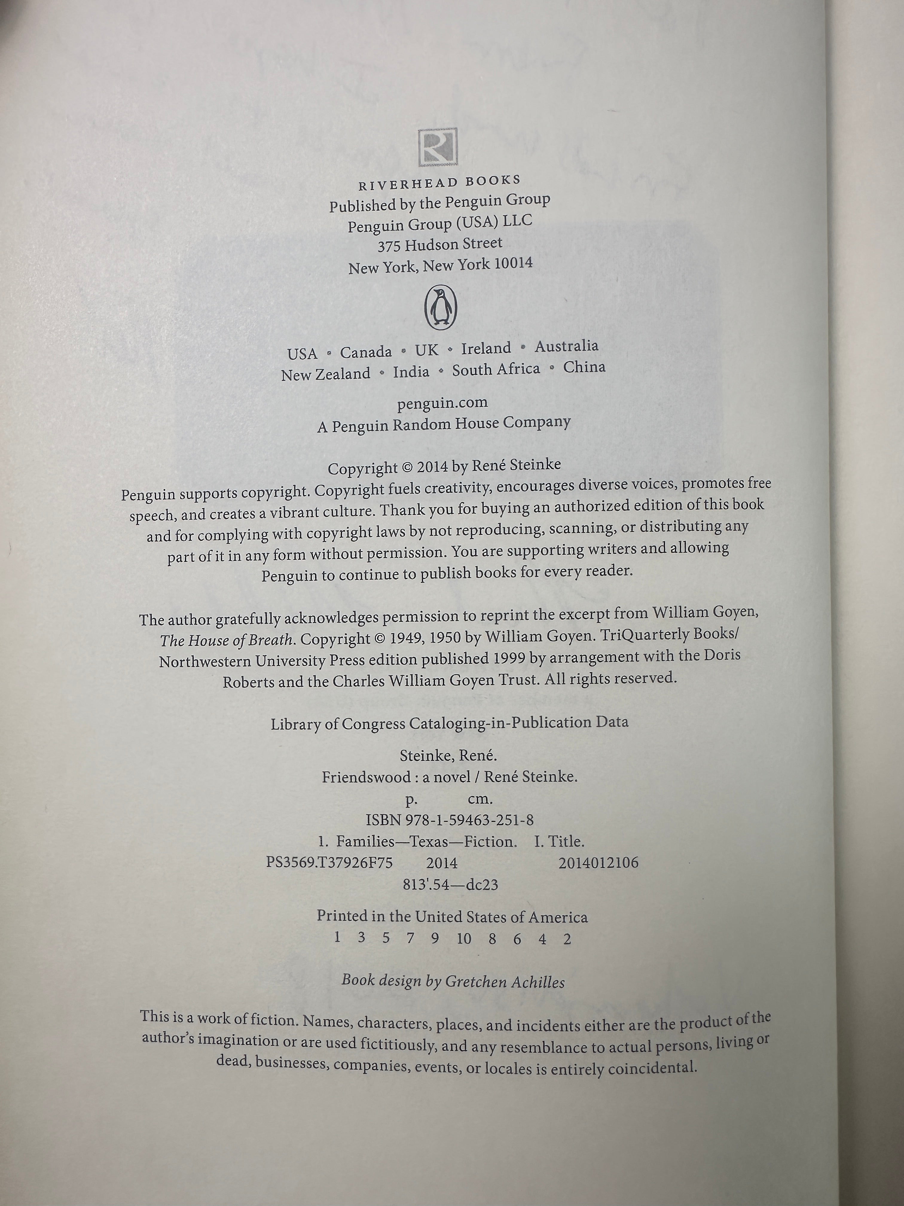 Friendswood: A Novel SIGNED by René Steinke
