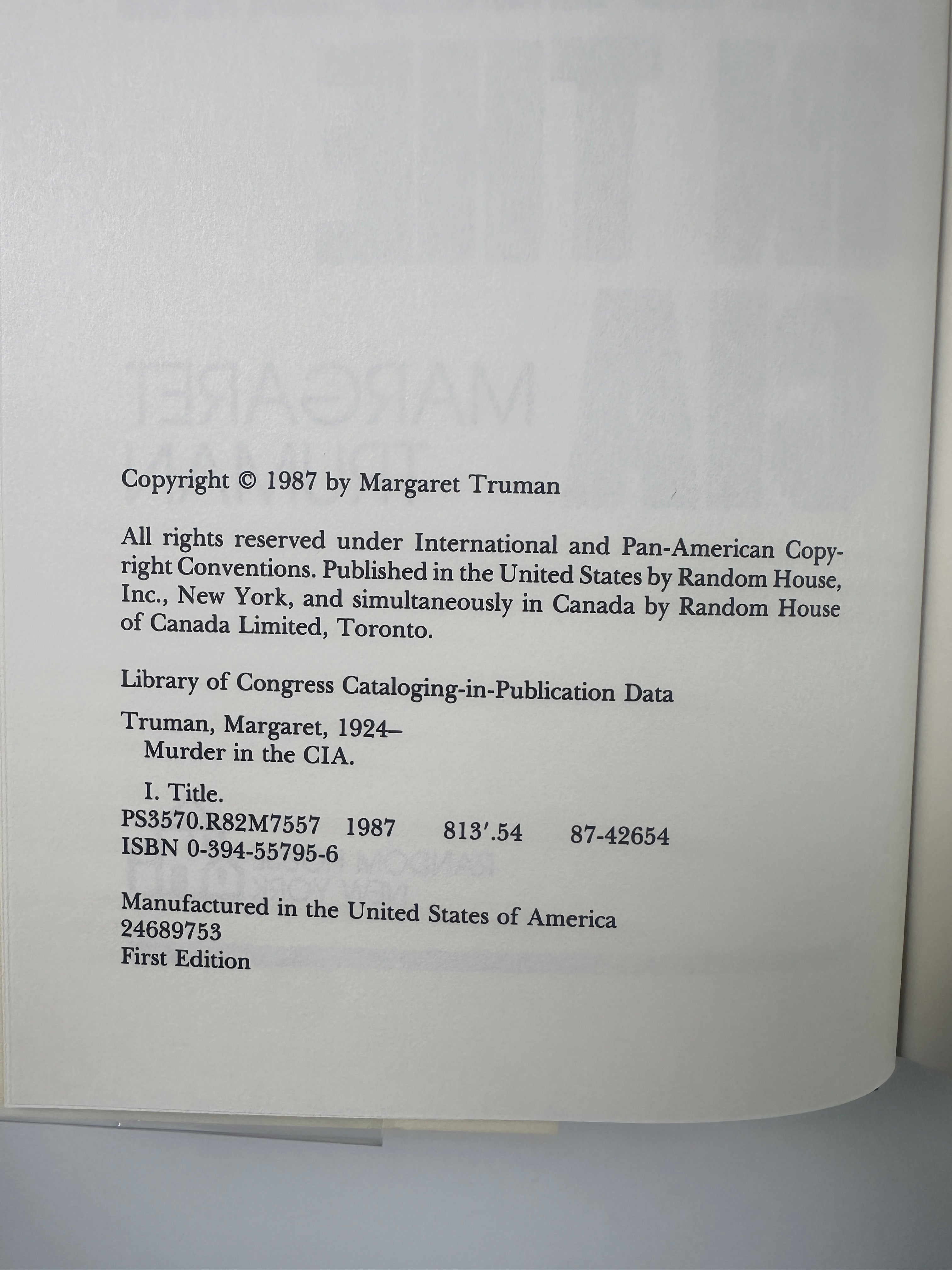 Murder in the CIA SIGNED by Margaret Truman