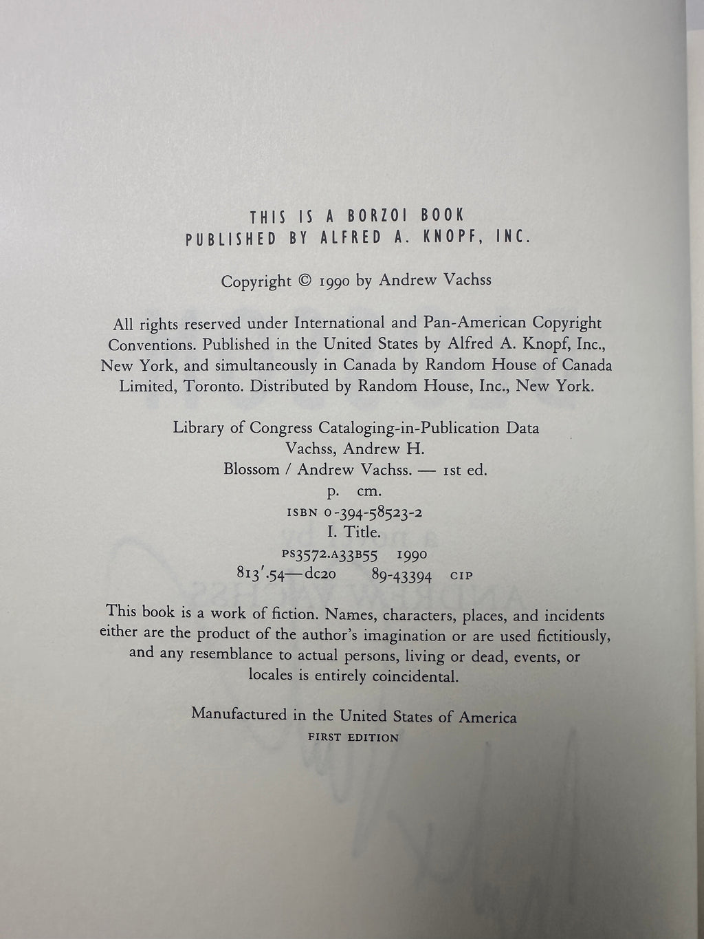 Blossom SIGNED by Andrew Vachss