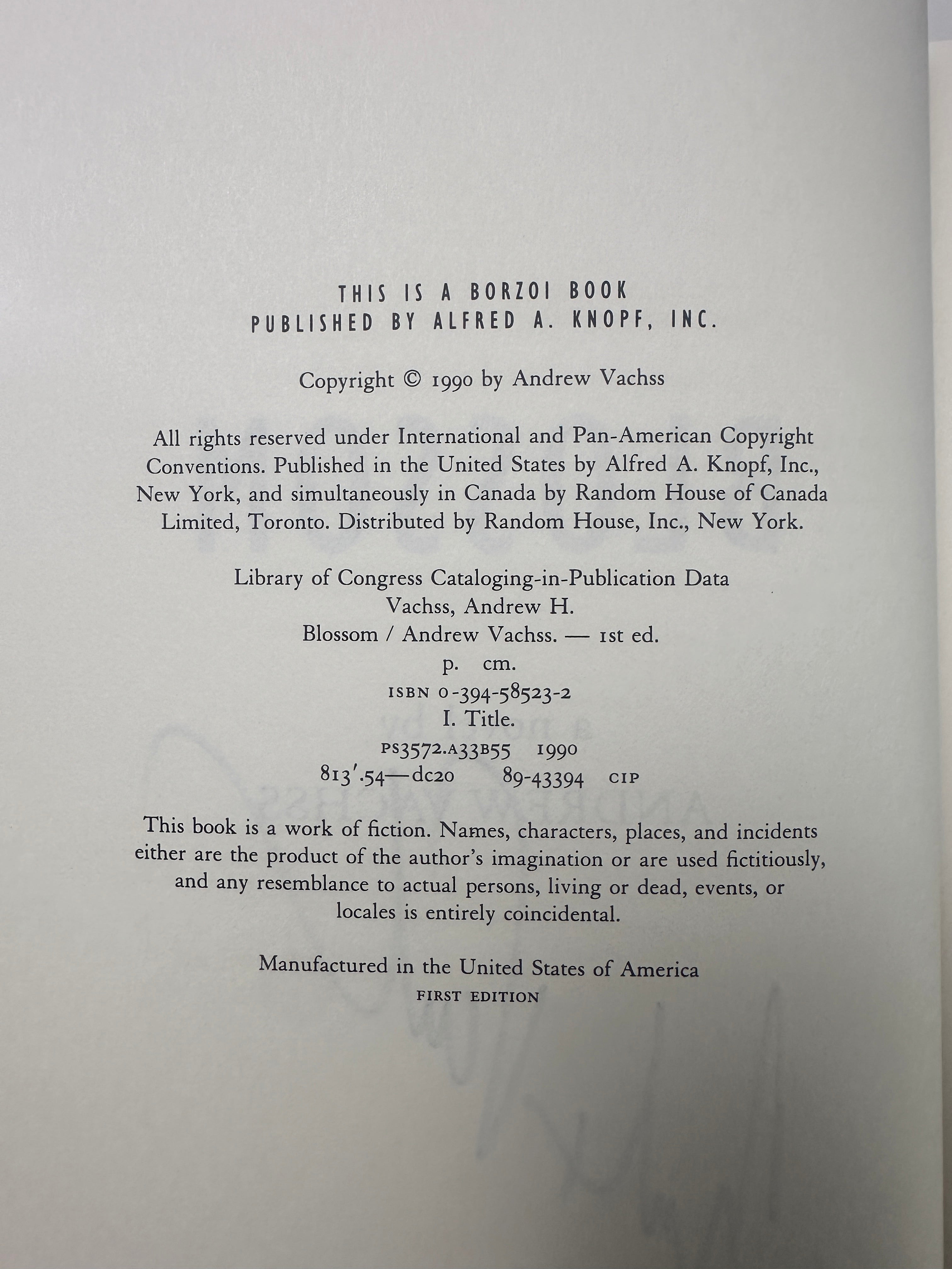 Blossom SIGNED by Andrew Vachss