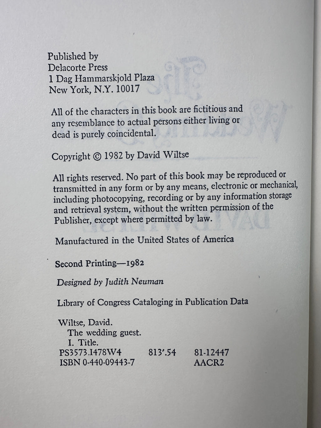 The Wedding Guest: A Novel SIGNED by David Wiltse