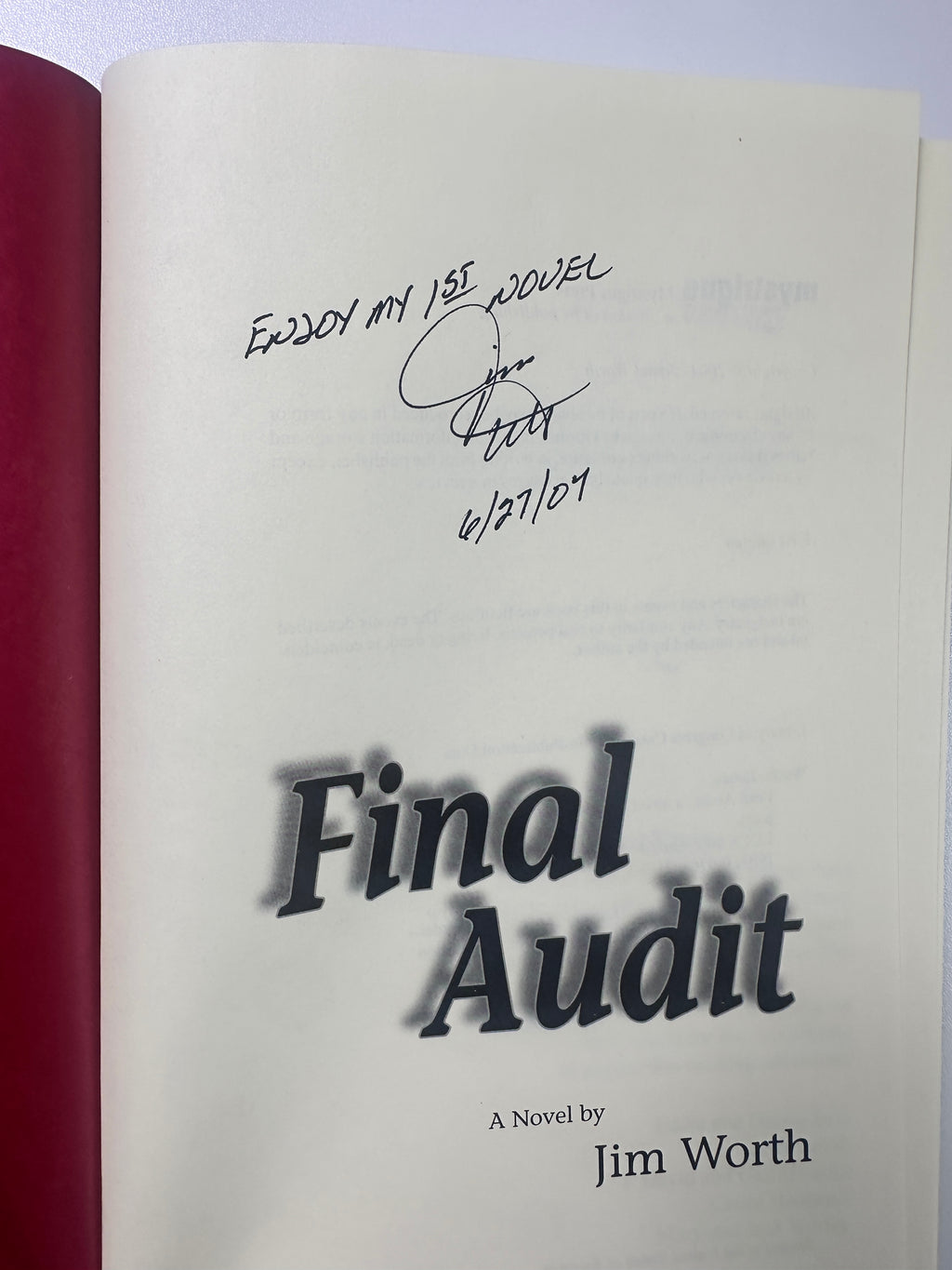 Final Audit (A Mystery) SIGNED by Jim Worth