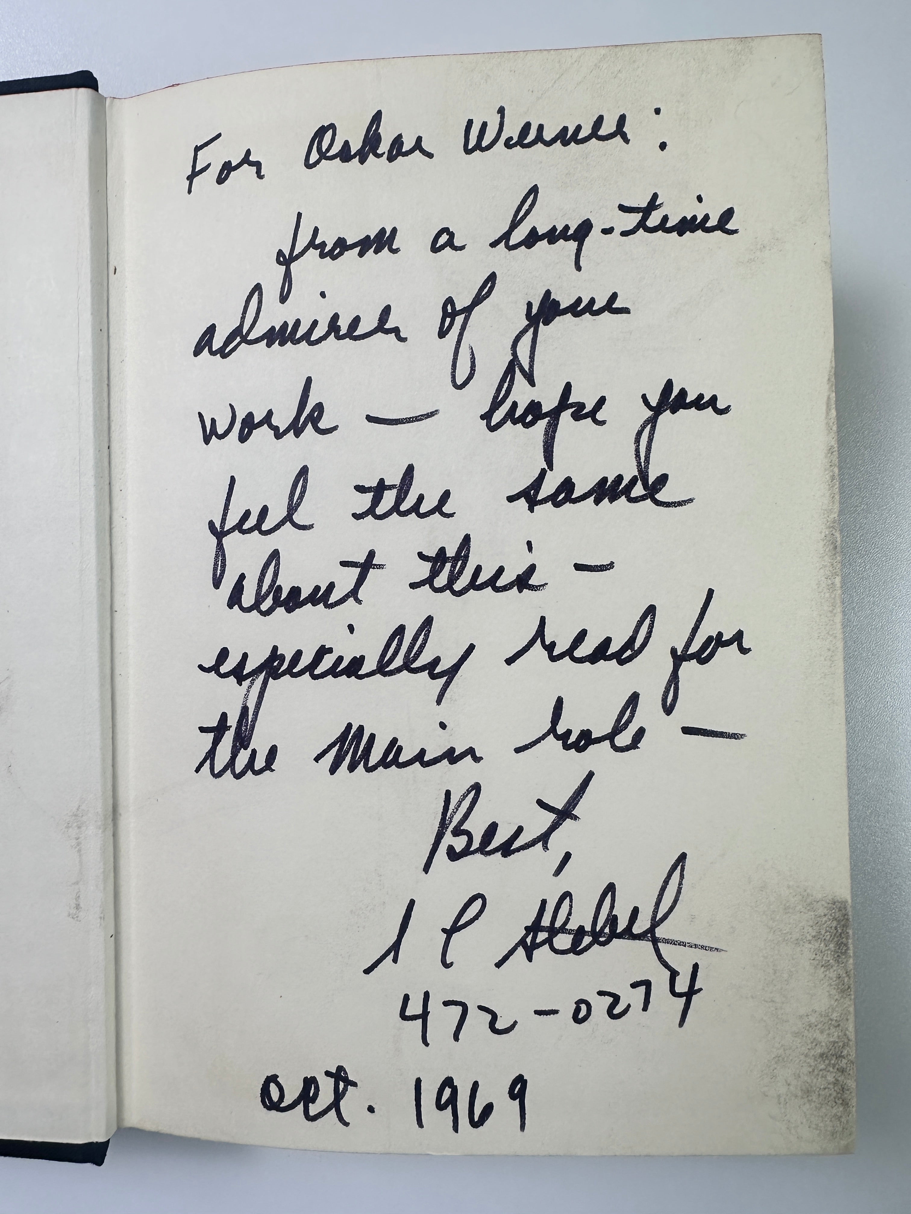 The Collaborator by S.L. Stebel Signed & Inscribed to Actor Oskar Werner | First Printing