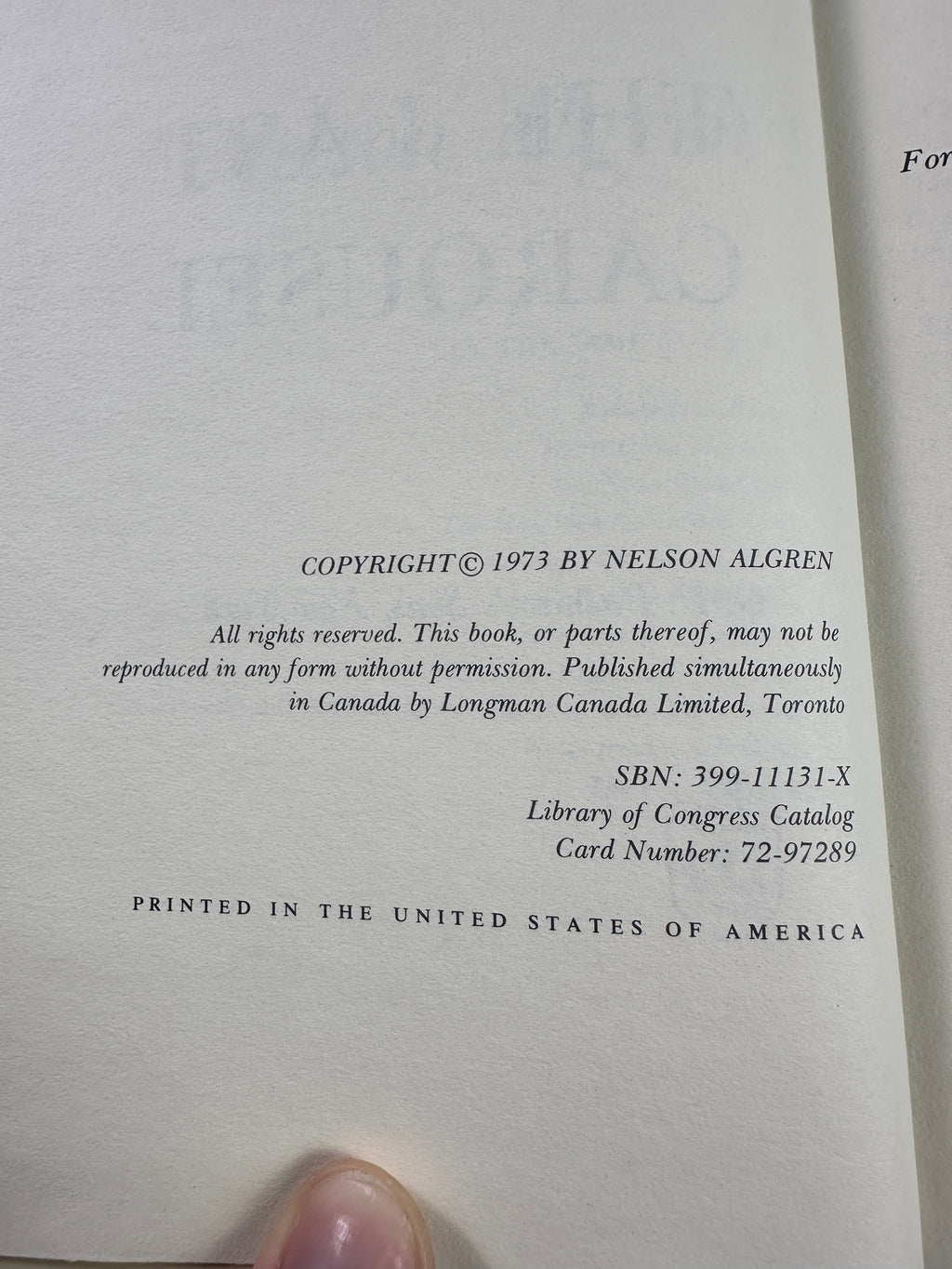 The Last Carousel by Nelson Algren | First Edition in Original Dust Jacket