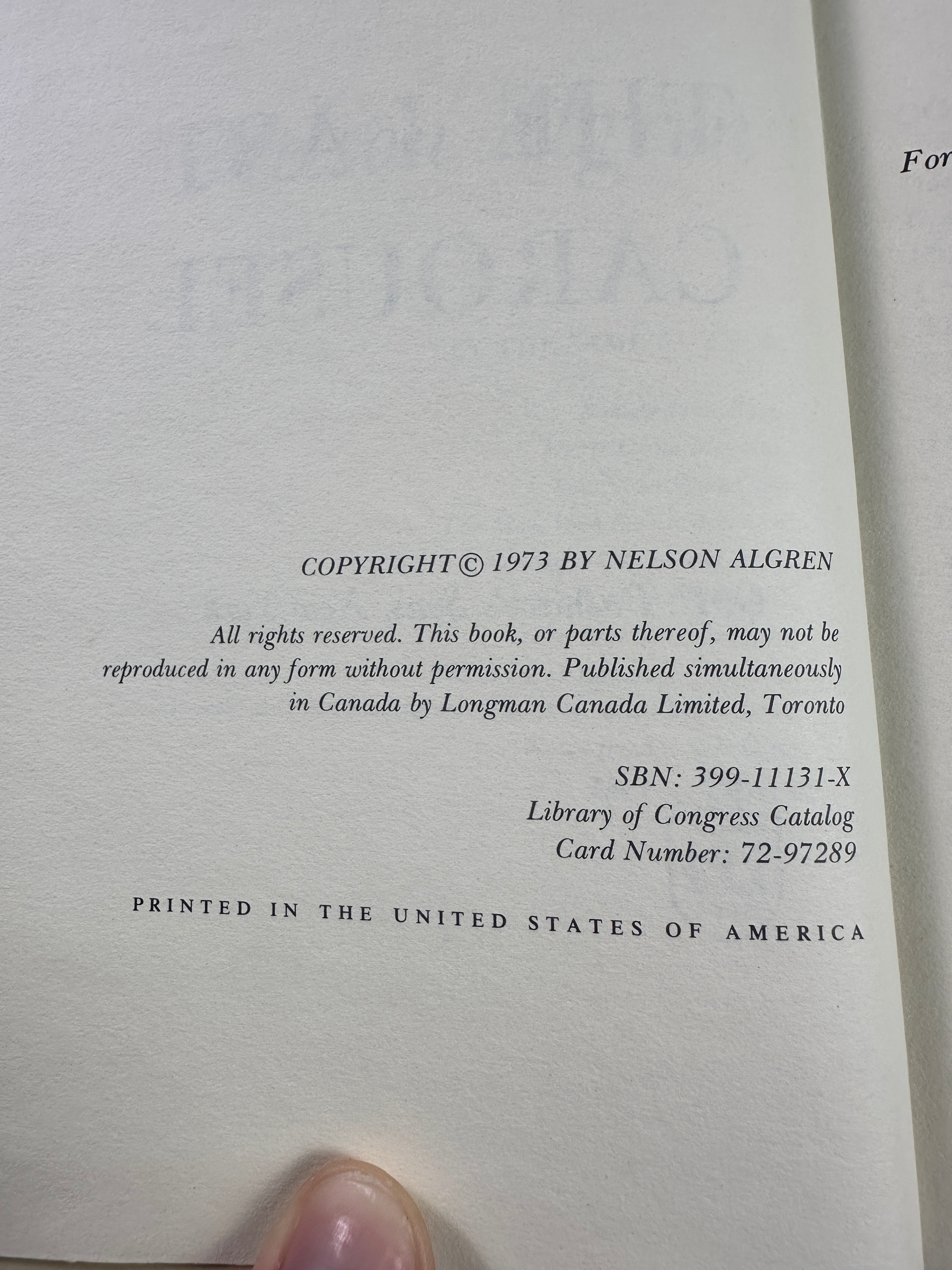 The Last Carousel by Nelson Algren | First Edition in Original Dust Jacket