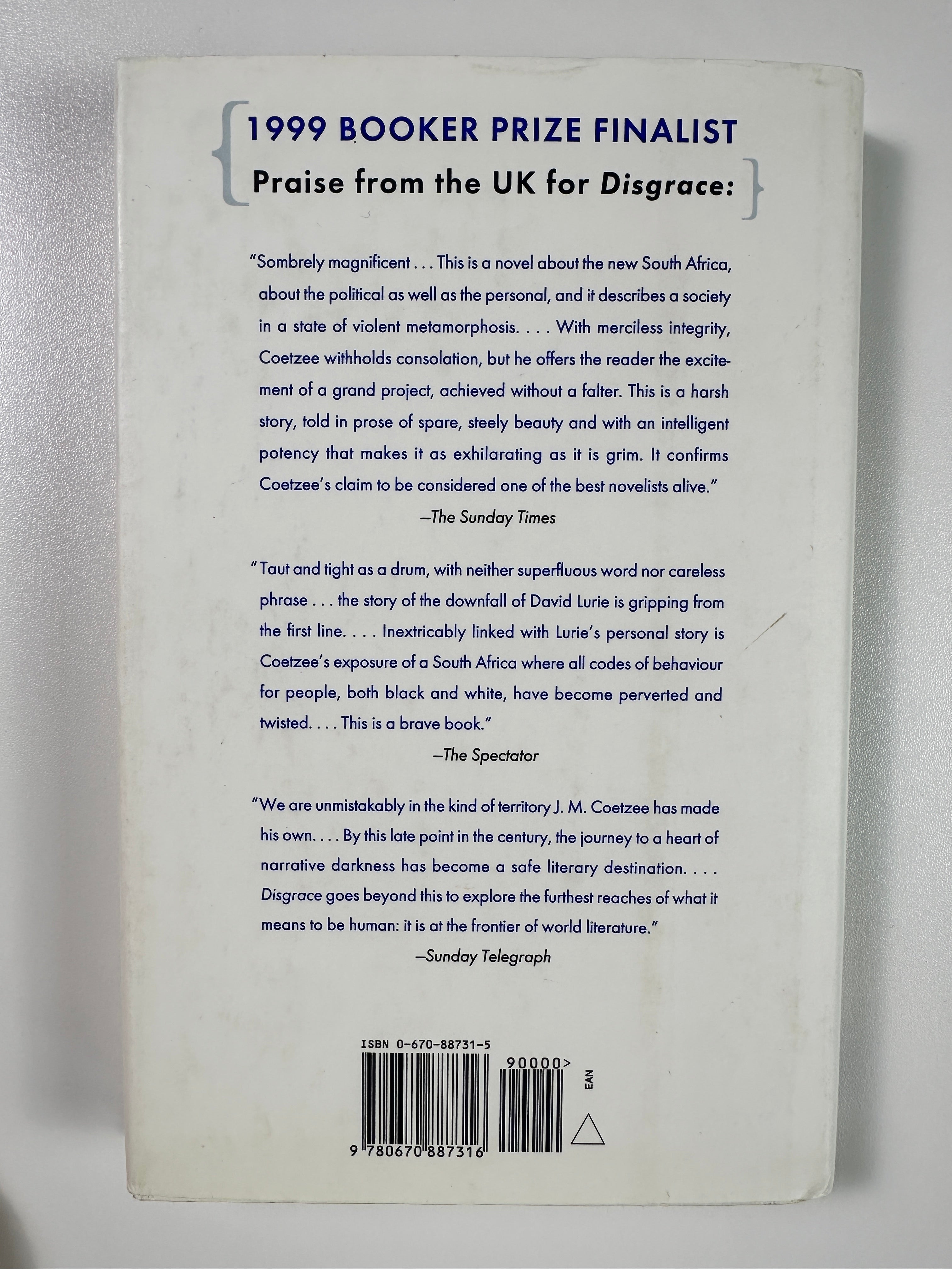 Disgrace by J. M. Coetzee | First Edition