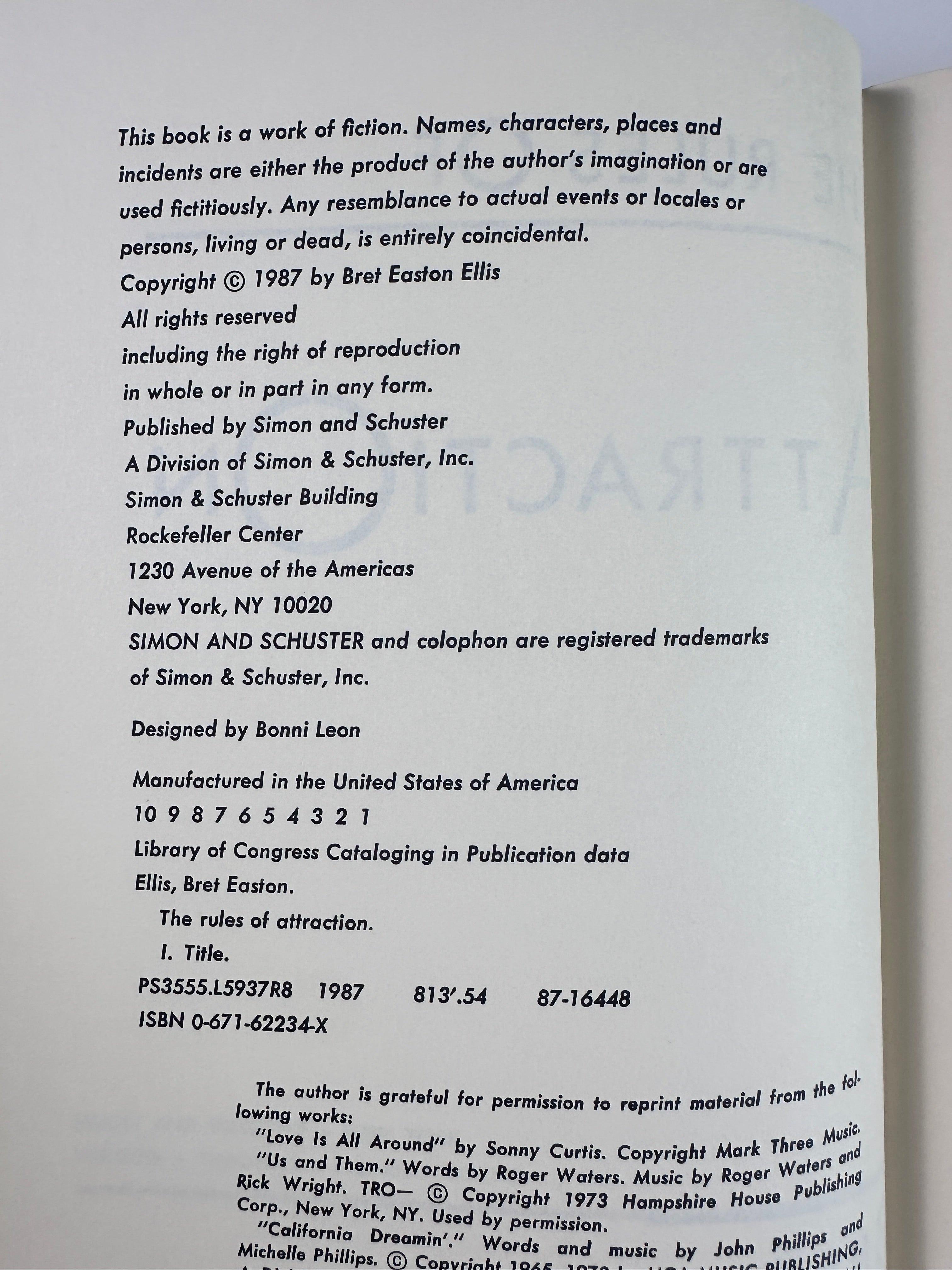 The Rules of Attraction by Bret Easton Ellis | First Edition