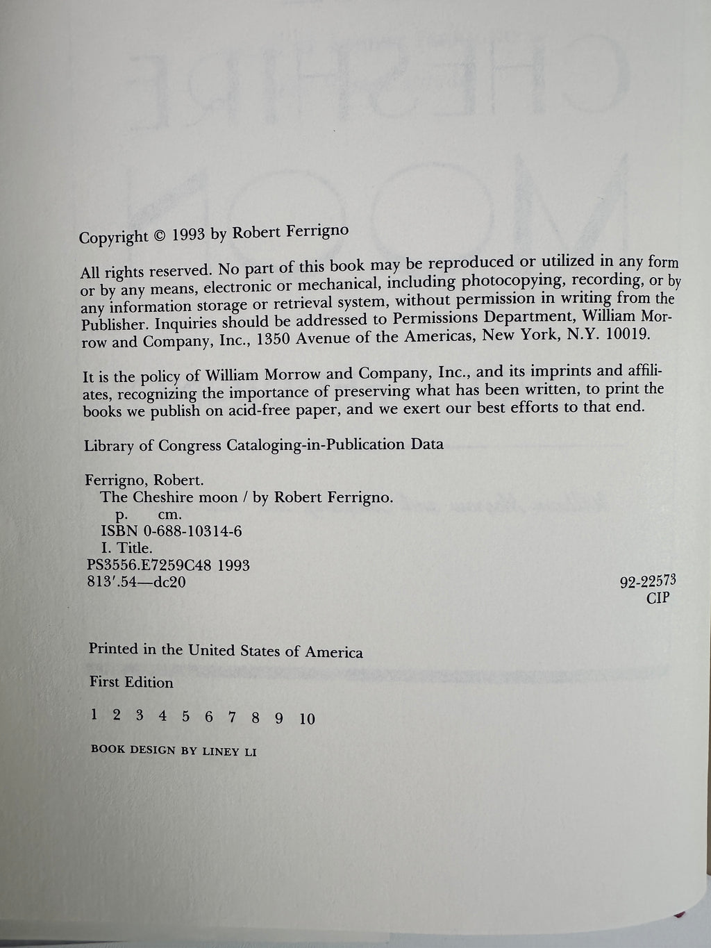 The Cheshire Moon by Robert Ferrigno | First Edition