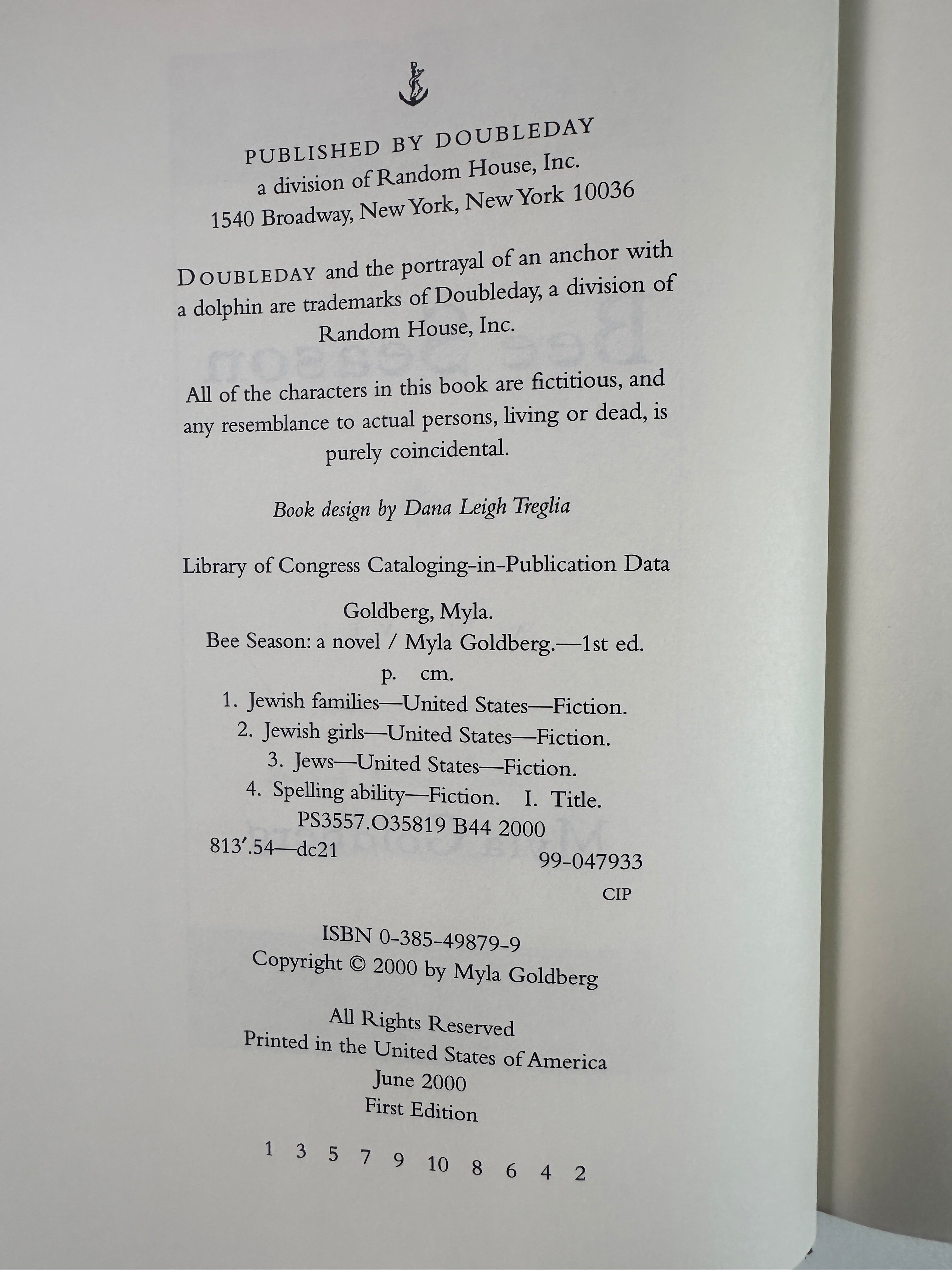 Bee Season by Myla Goldberg | First Edition