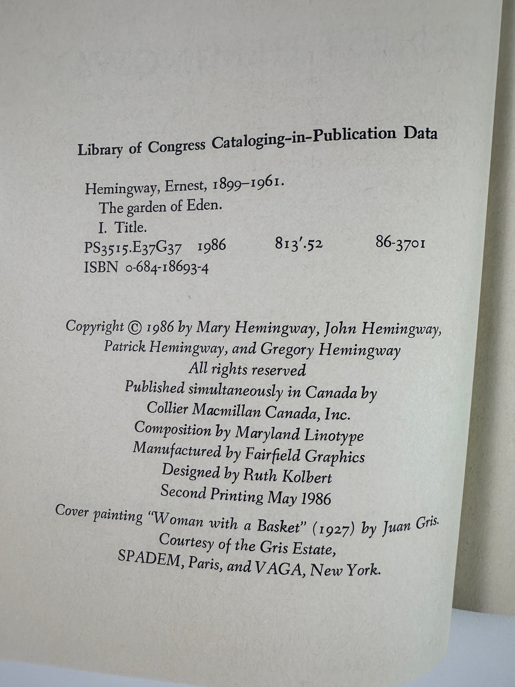 The Garden of Eden by Ernest Hemingway | First Edition, Second Printing