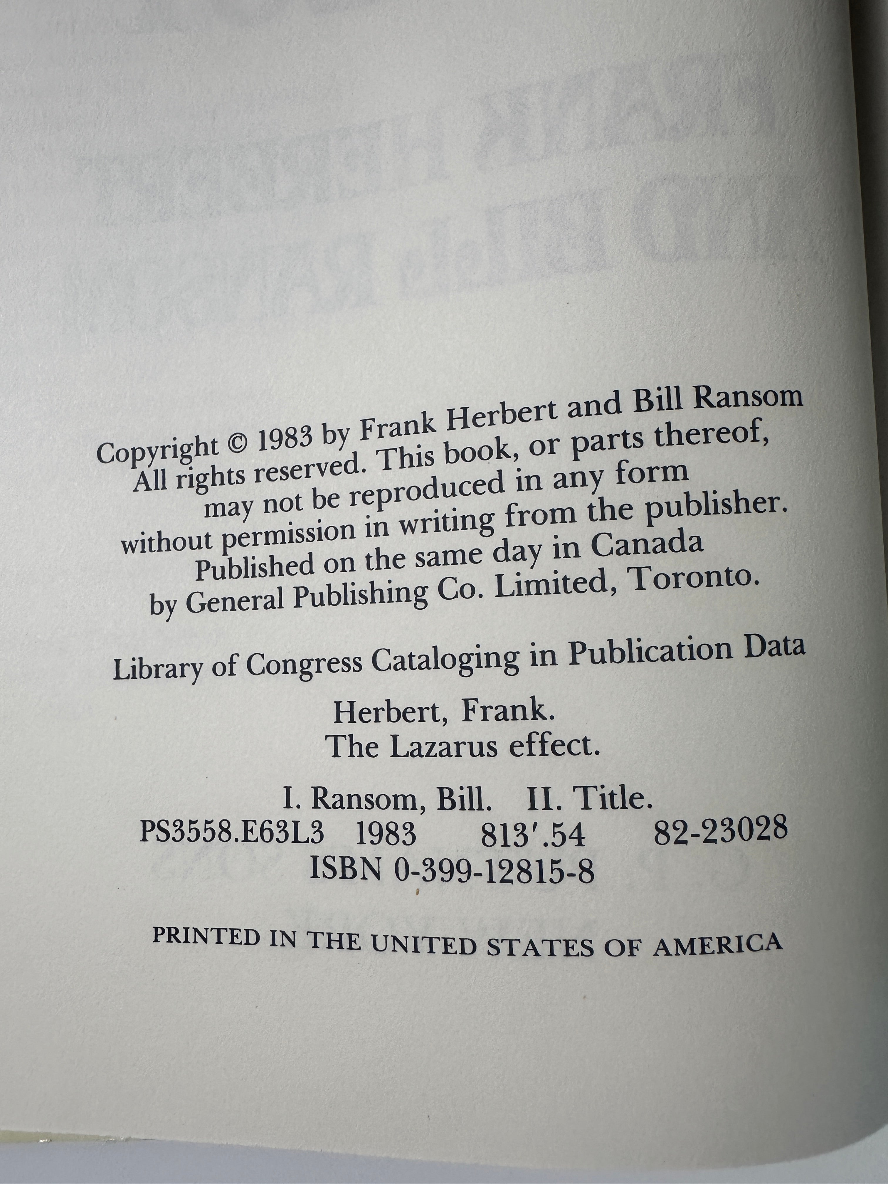 The Lazarus Effect by Frank Herbert (with Bill Ransom) | First Edition