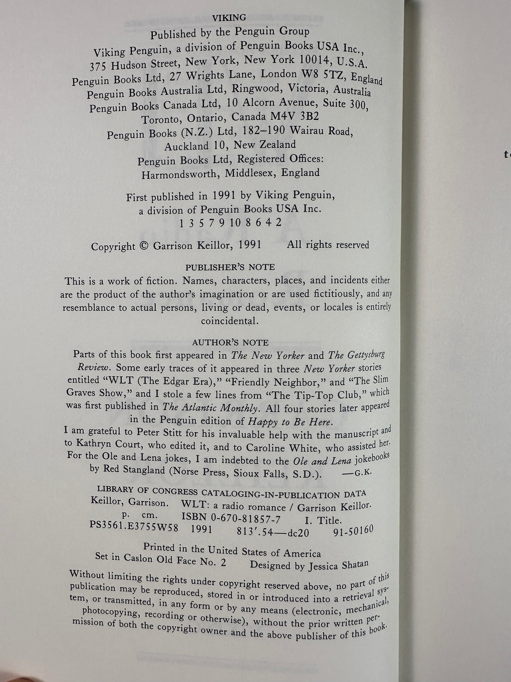 WLT: A Radio Romance by Garrison Keillor | First Edition