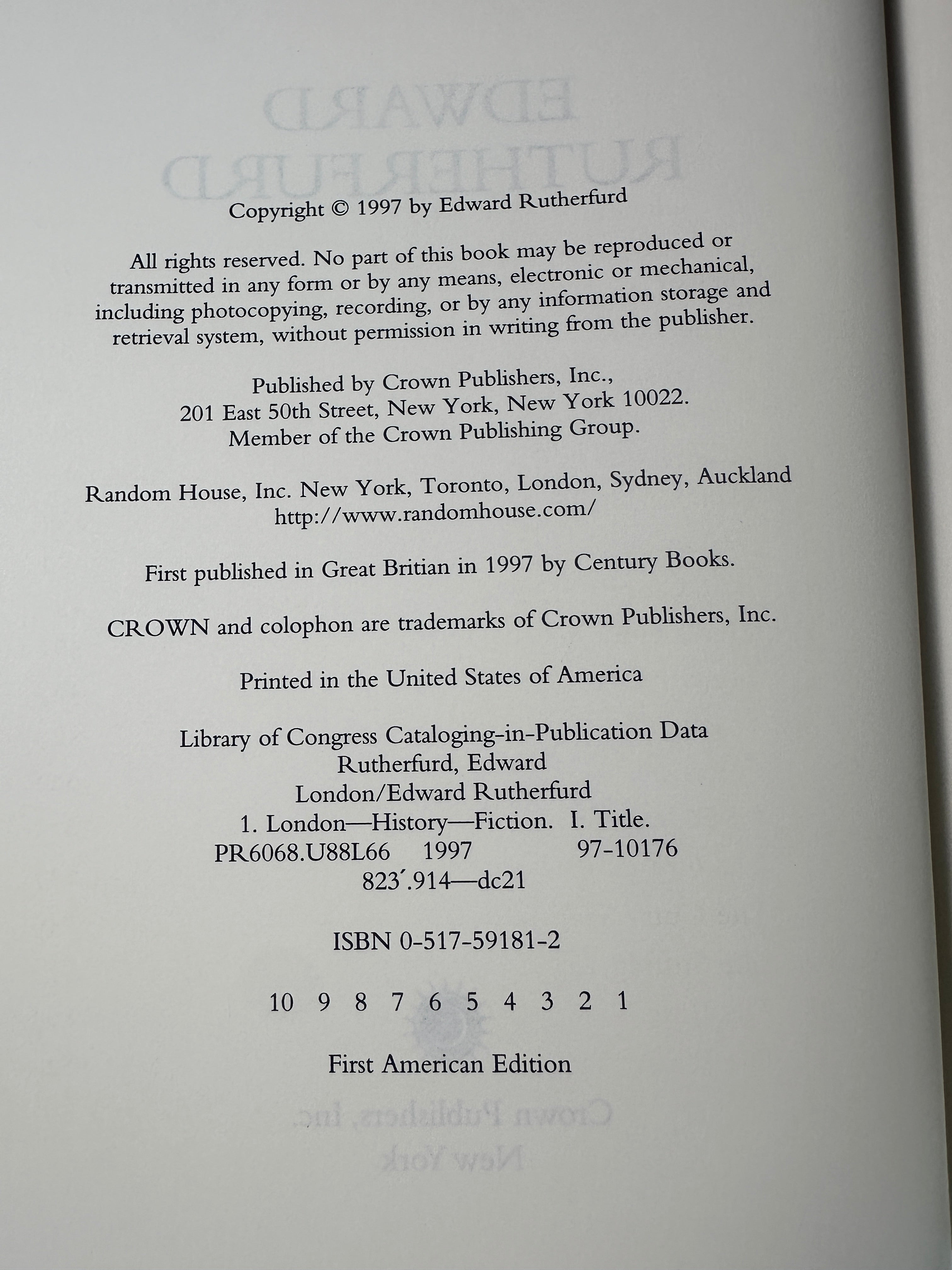 London: The Novel by Edward Rutherfurd | First Edition