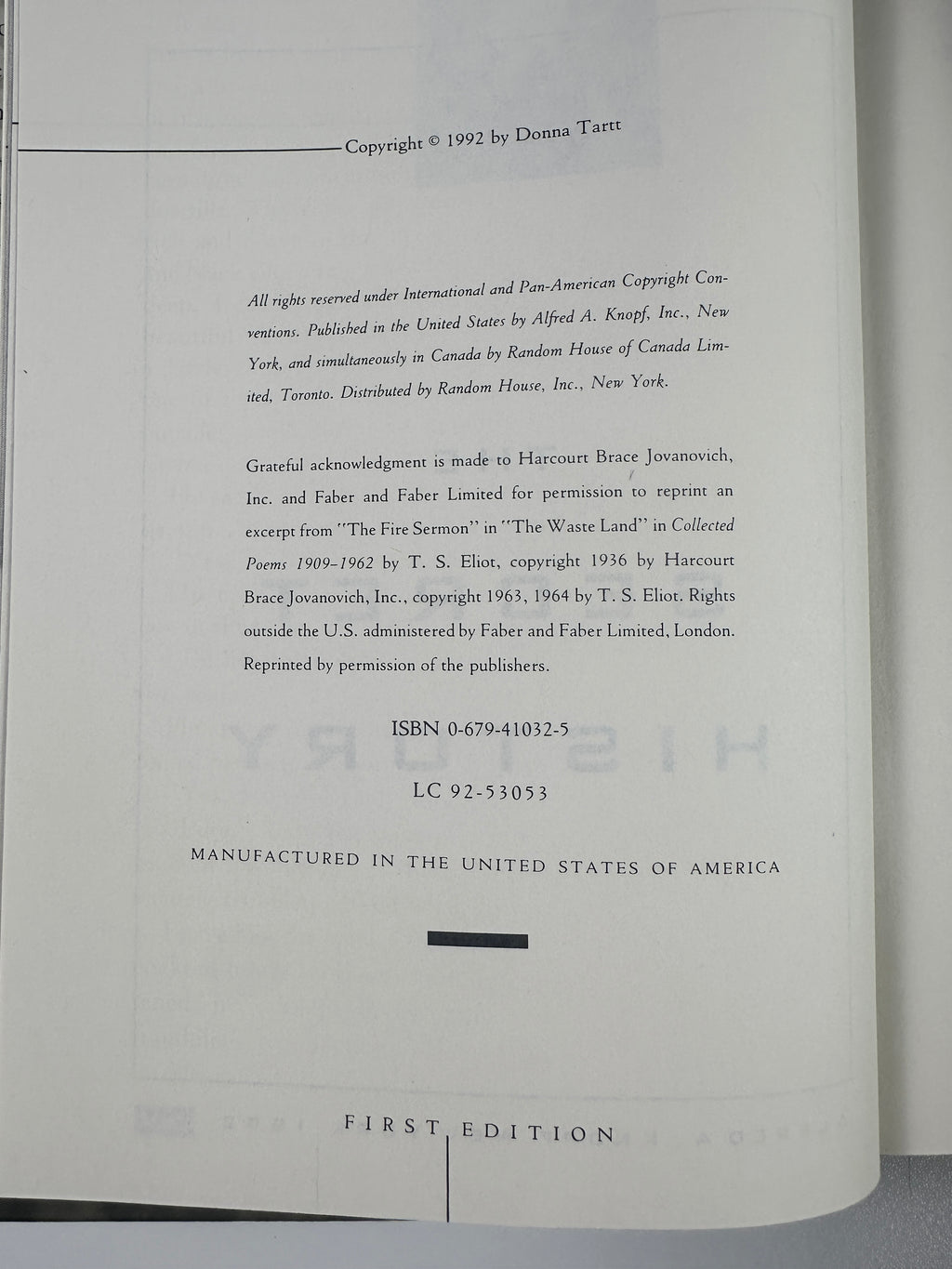 The Secret History by Donna Tartt | First Edition