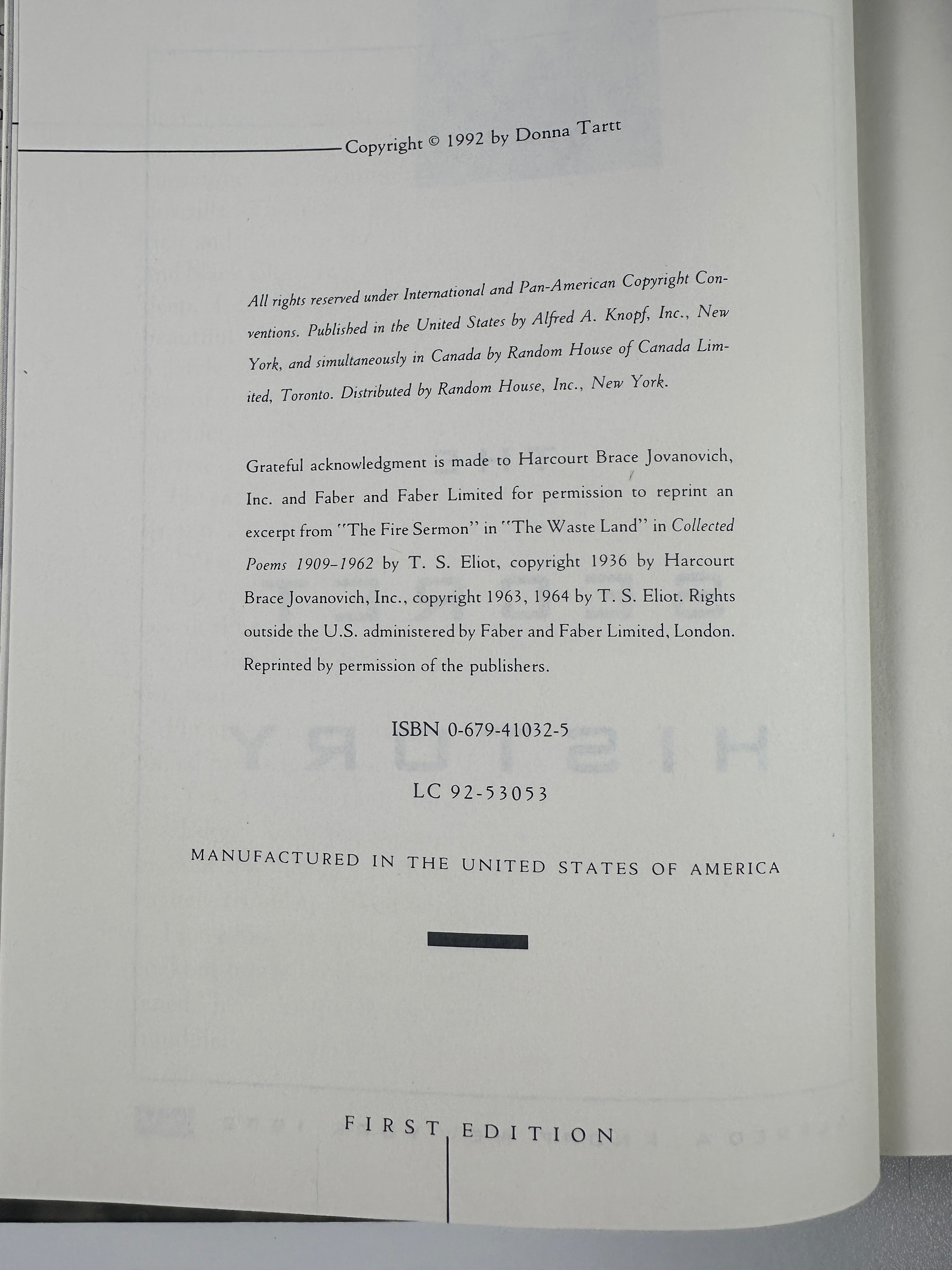 The Secret History by Donna Tartt | First Edition